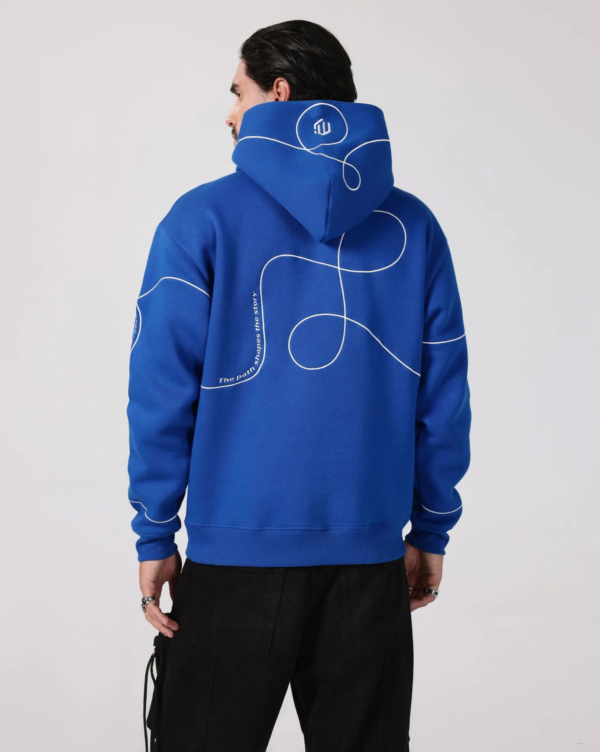 Inkwalkers Path of Life Hoodie - Royal Blue back on model