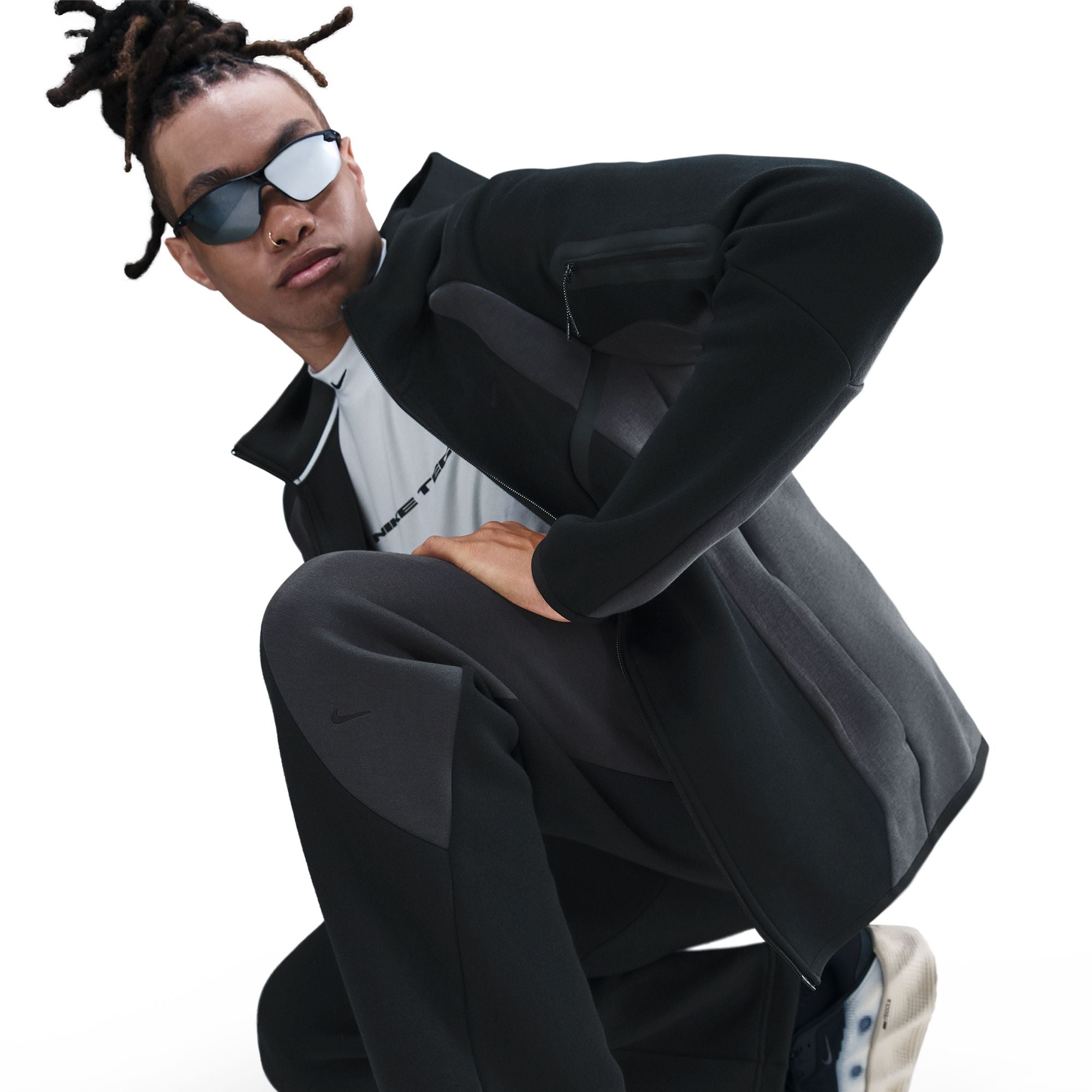 Nike Tech Color-Block Open-Hem Fleece Pants - Men's