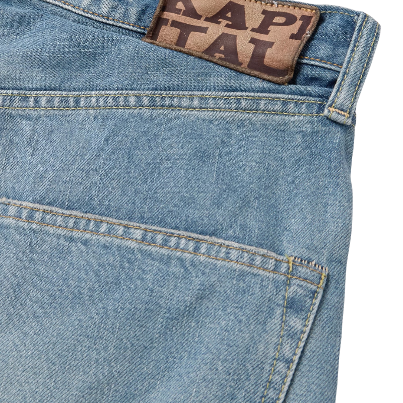 Kapital 'Bone Embroidery' 14oz Blue Jean Shorts - Men's