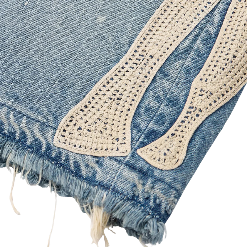 Kapital 'Bone Embroidery' 14oz Blue Jean Shorts - Men's