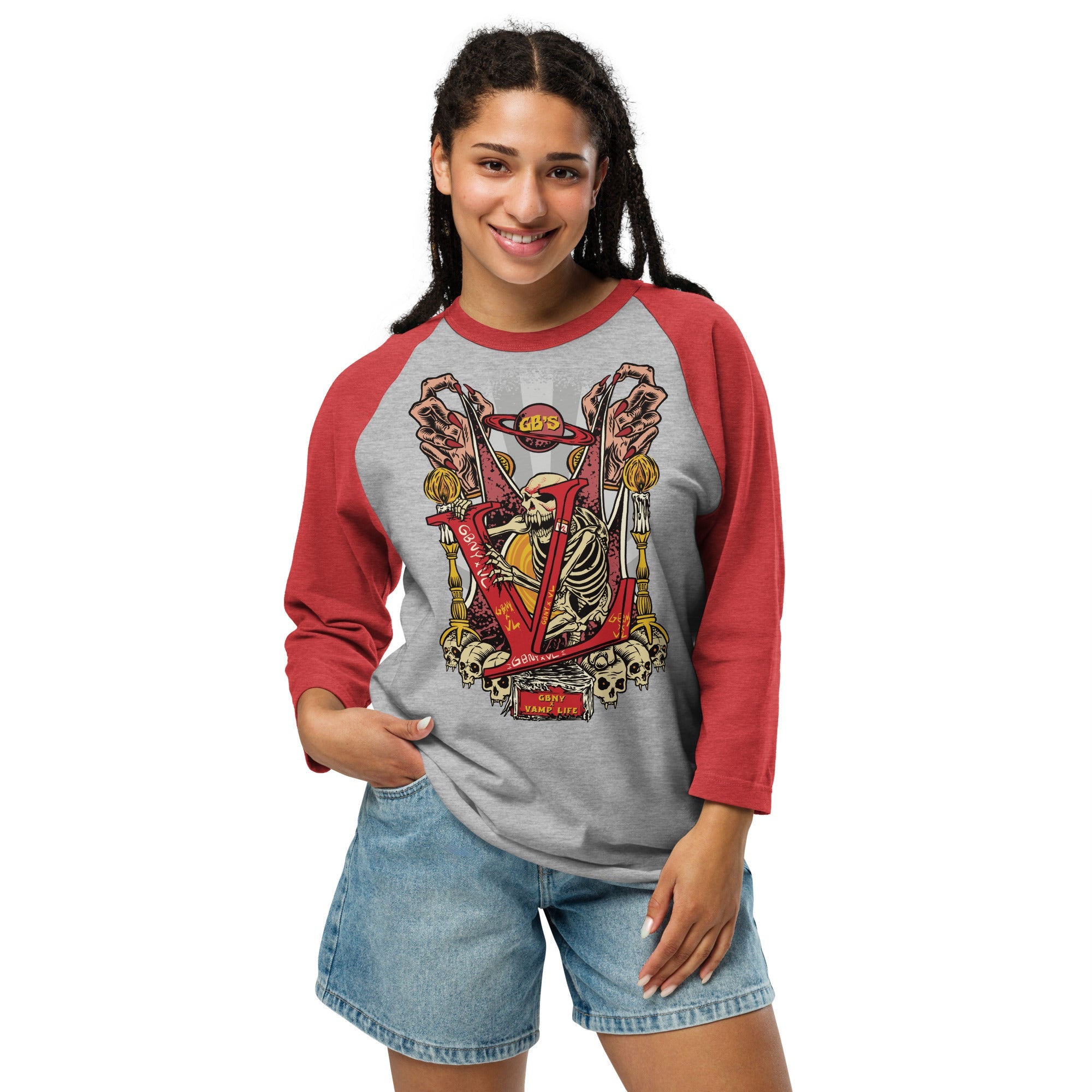 GBNY Heather Grey/Heather Red / XS Vamp Life X GBNY "Graveyard" 3/4 sleeve shirt - Women's 1580344_8317