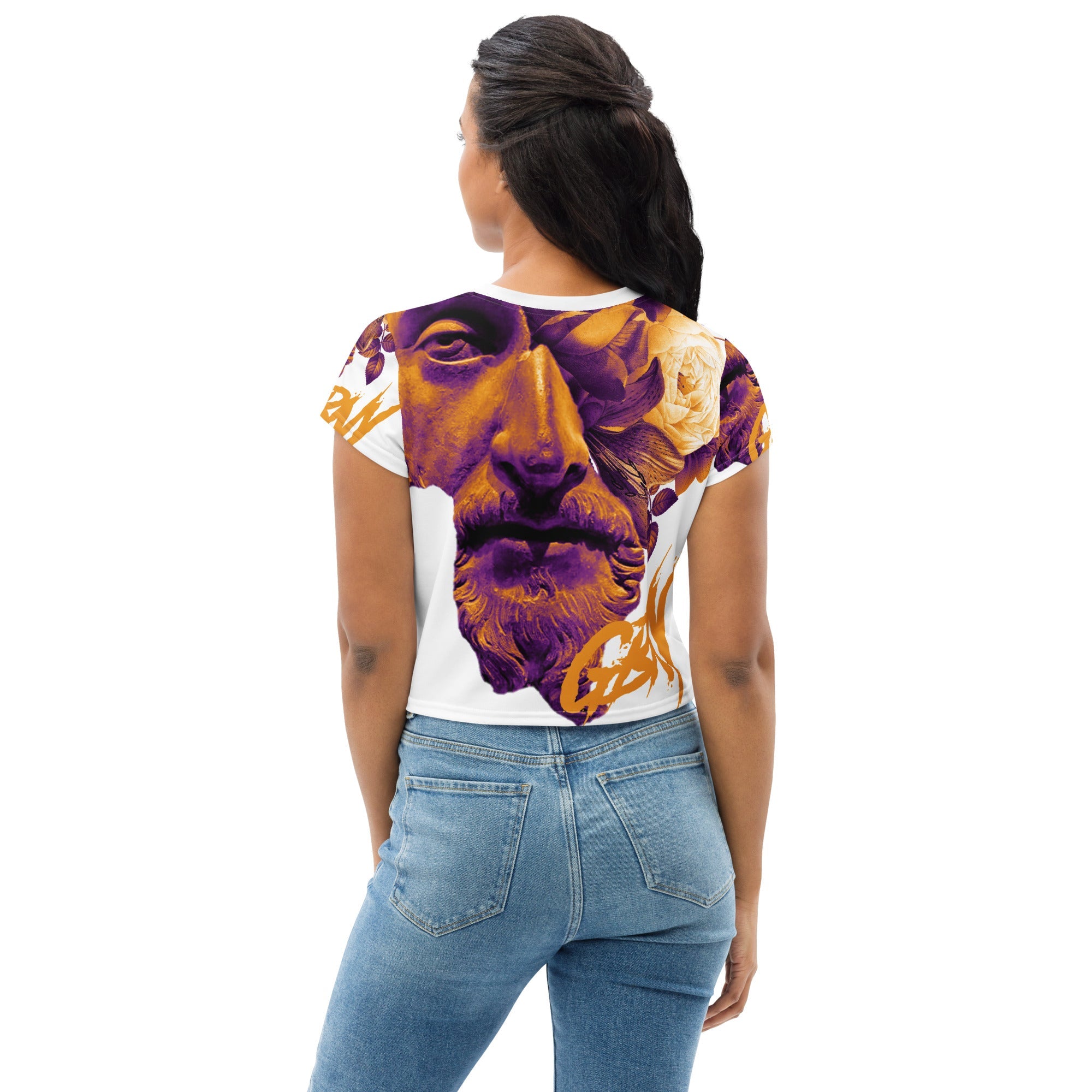 GBNY Vamp Life X GBNY "Roman Gods" All-Over Print Crop Tee - Women's