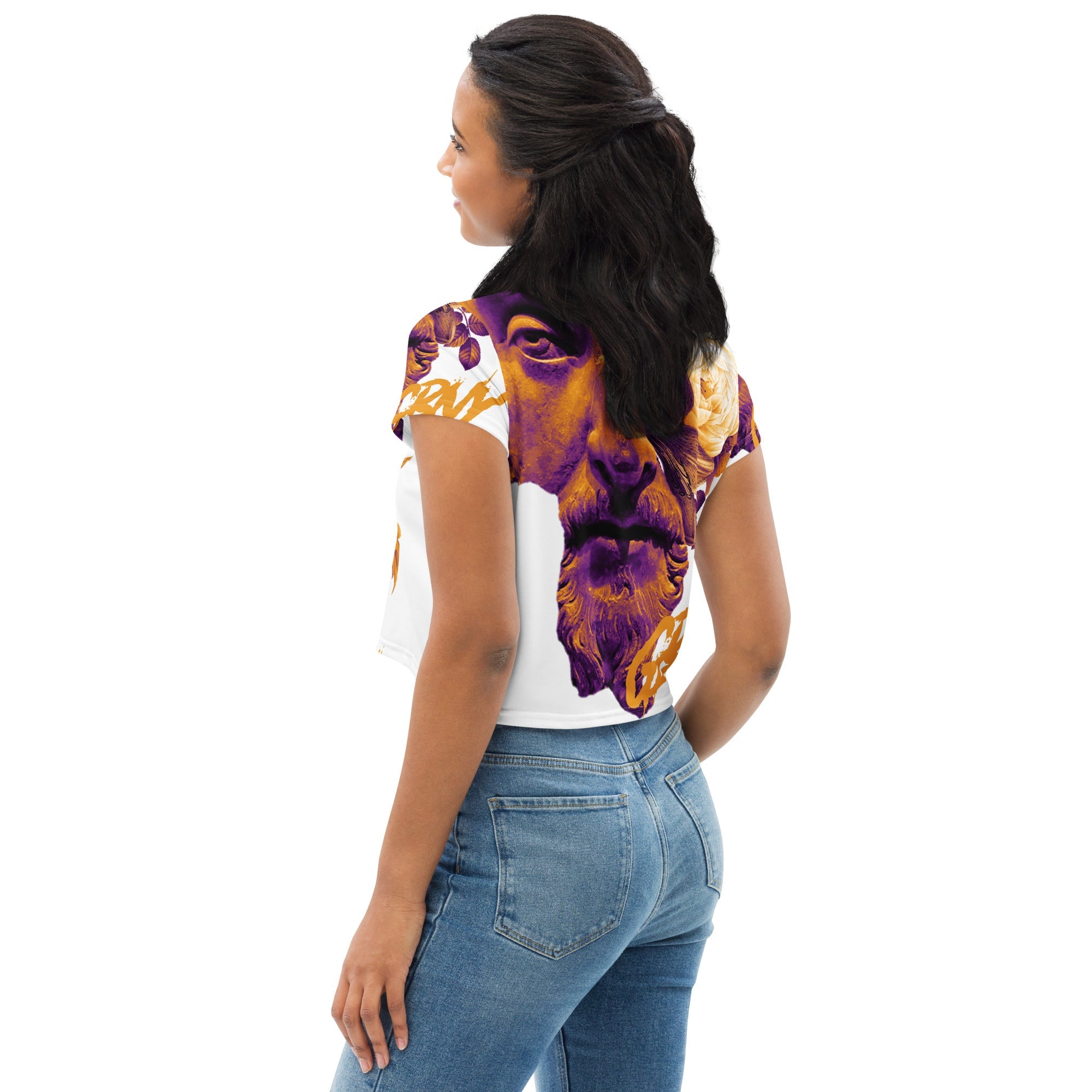 GBNY Vamp Life X GBNY "Roman Gods" All-Over Print Crop Tee - Women's