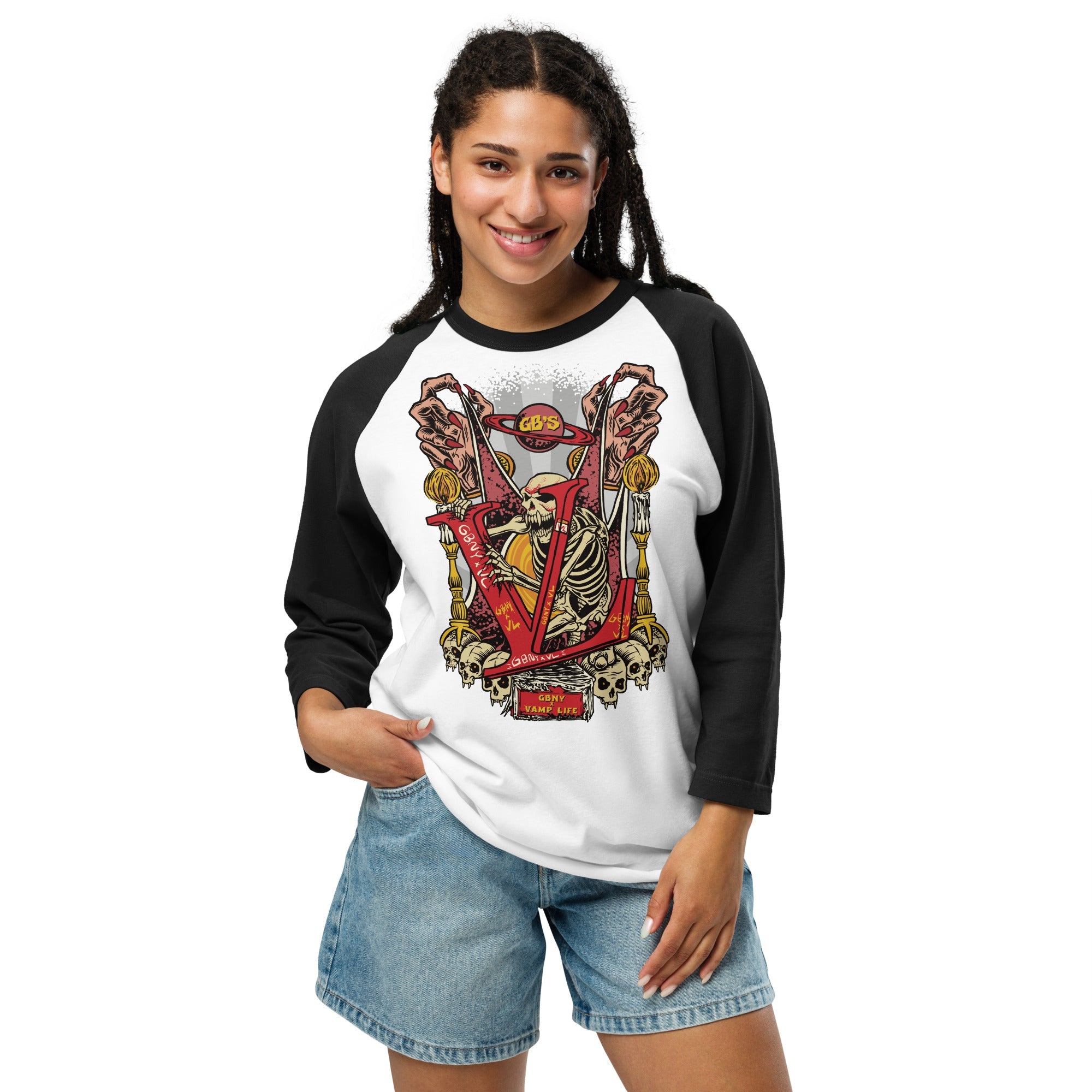 GBNY White/Black / XS Vamp Life X GBNY "Graveyard" 3/4 sleeve shirt - Women's 1580344_8146