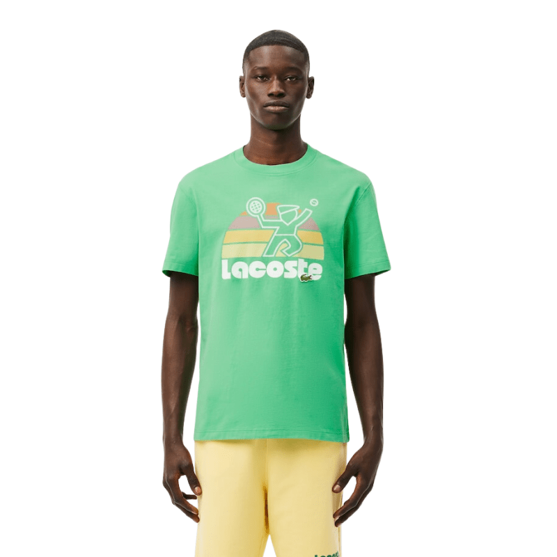 Lacoste Apparel Lacoste Washed Effect Tennis Print T-Shirt - Men's