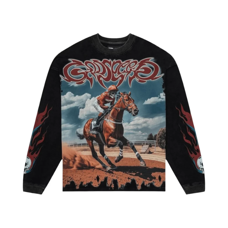 Godspeed 'Thoroughbred' Black Wash LS Tee - Men's