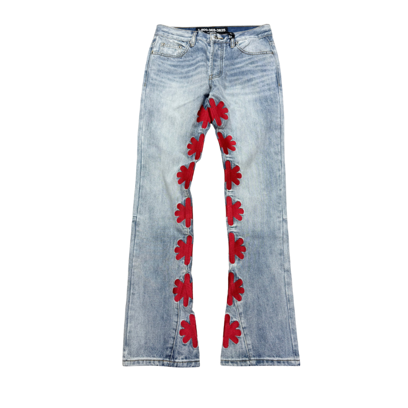 LOSTSHDWS Light Wash Denim Jeans Red