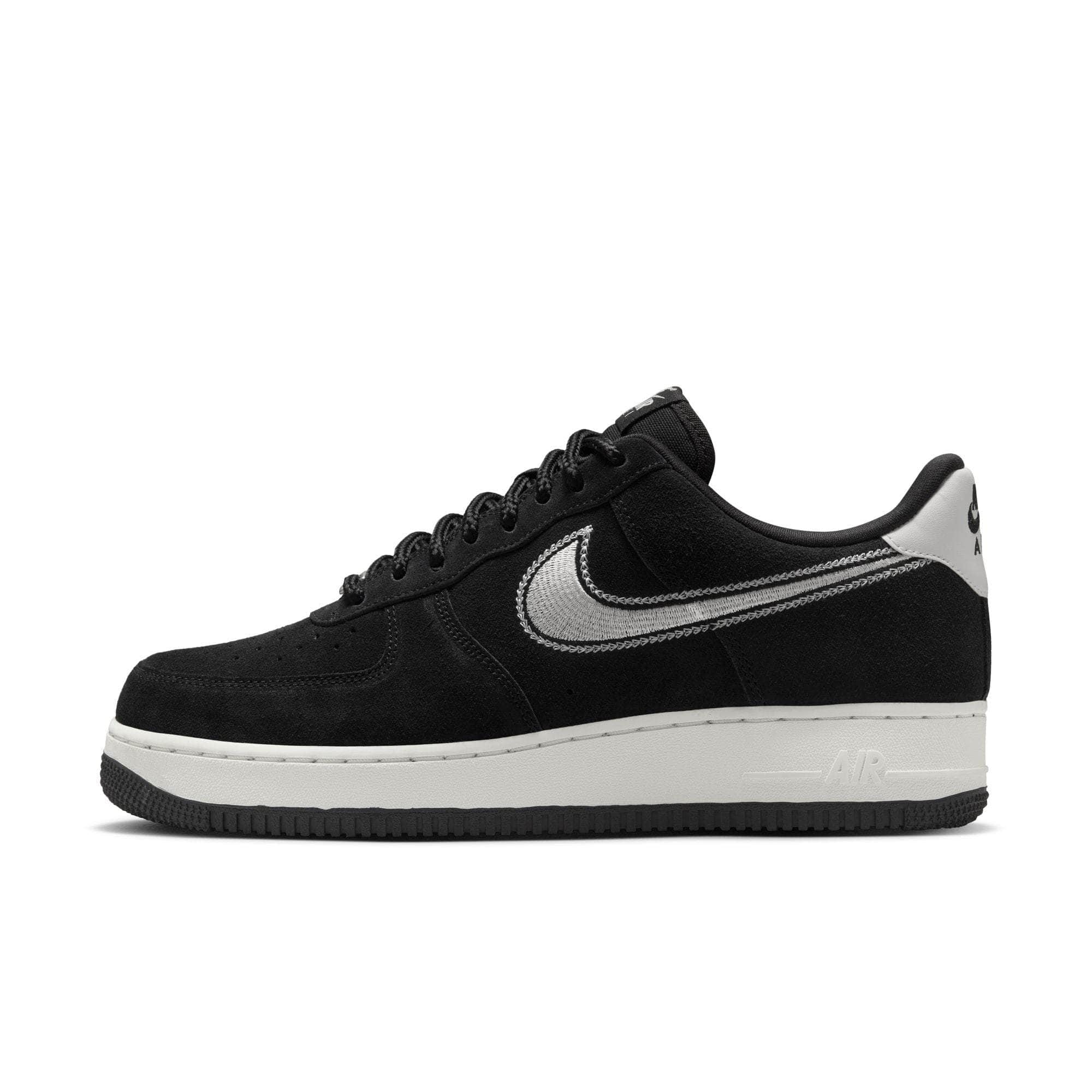 Nike FOOTWEAR Nike Air Force 1 Low '07 LV8 "Black Sail Embroidered Swoosh" - Men's