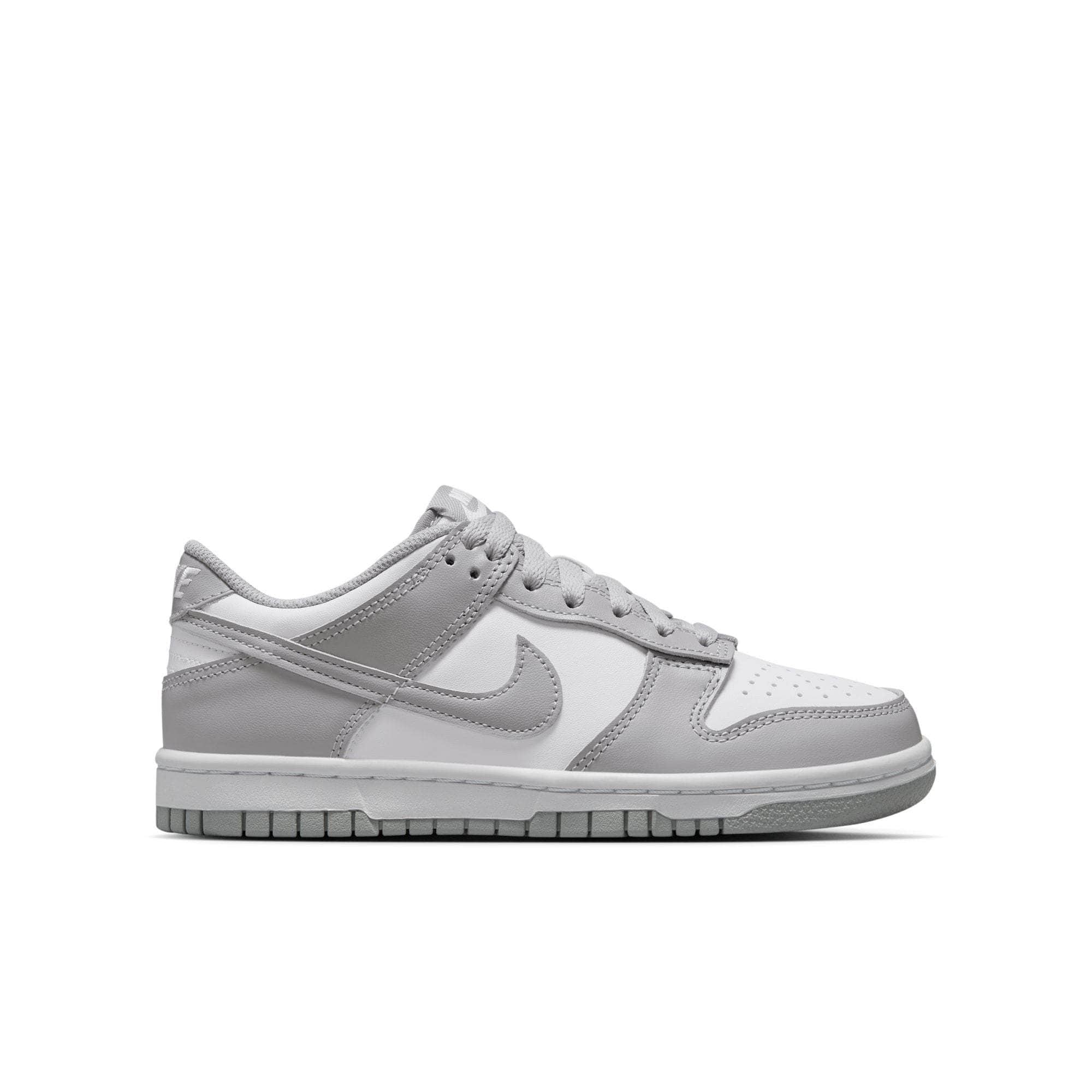 Nike FOOTWEAR Nike Dunk Low White Light Smoke Grey - Kid's Grade School