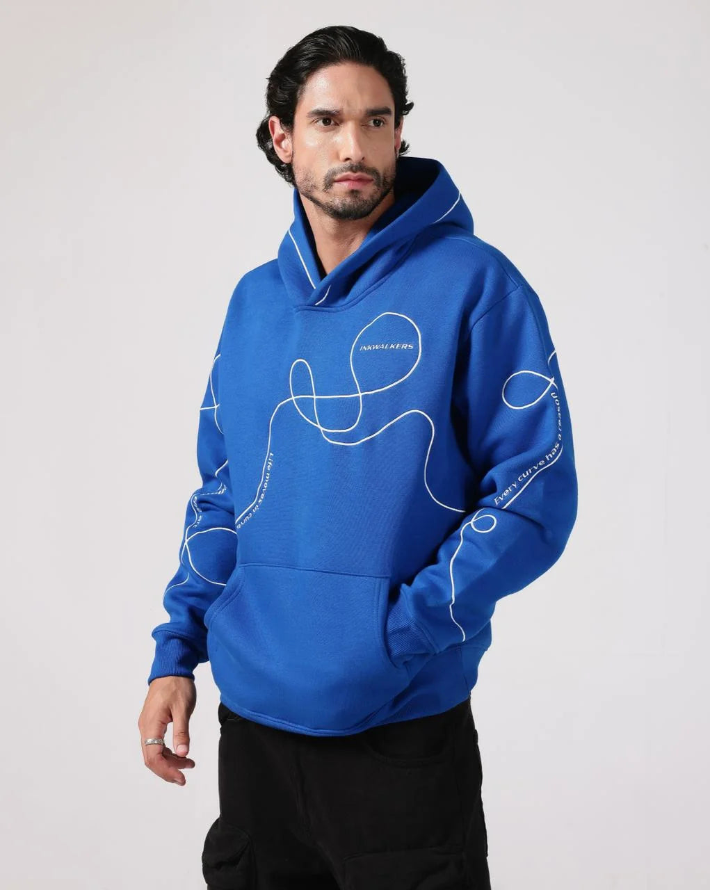 Inkwalkers Path of Life Hoodie - Royal Blue on model