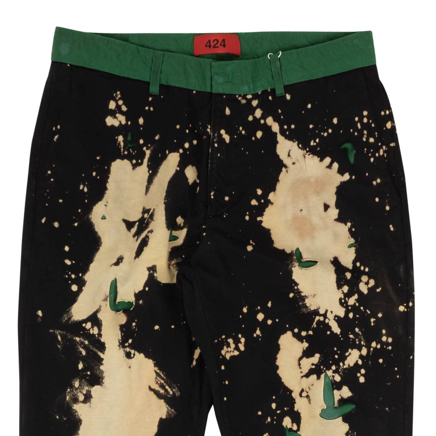 424 ON FAIRFAX 250-500, 424-on-fairfax, channelenable-all, chicmi, couponcollection, gender-mens, main-clothing, mens-casual-pants, mens-shoes, size-48, size-50, size-52 Black And Green Distressed Bleached Pants
