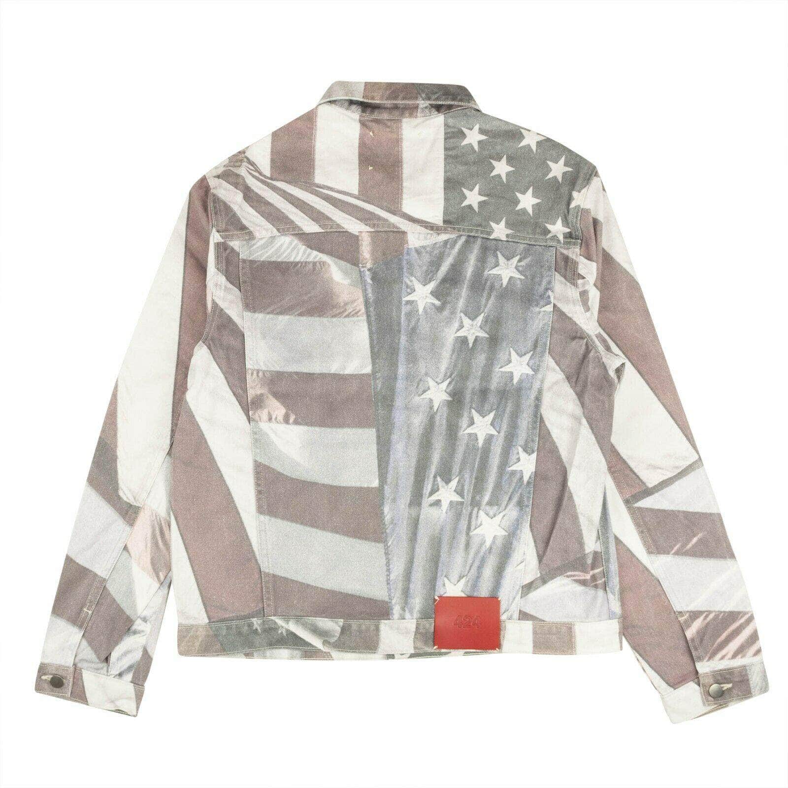 424 ON FAIRFAX 250-500, 424-on-fairfax, channelenable-all, chicmi, couponcollection, gender-mens, main-clothing, mens-denim-jackets, size-l S / 424C-AW19-0002-MUL American Flag Denim Jacket 95-424-0006/S 95-424-0006/S
