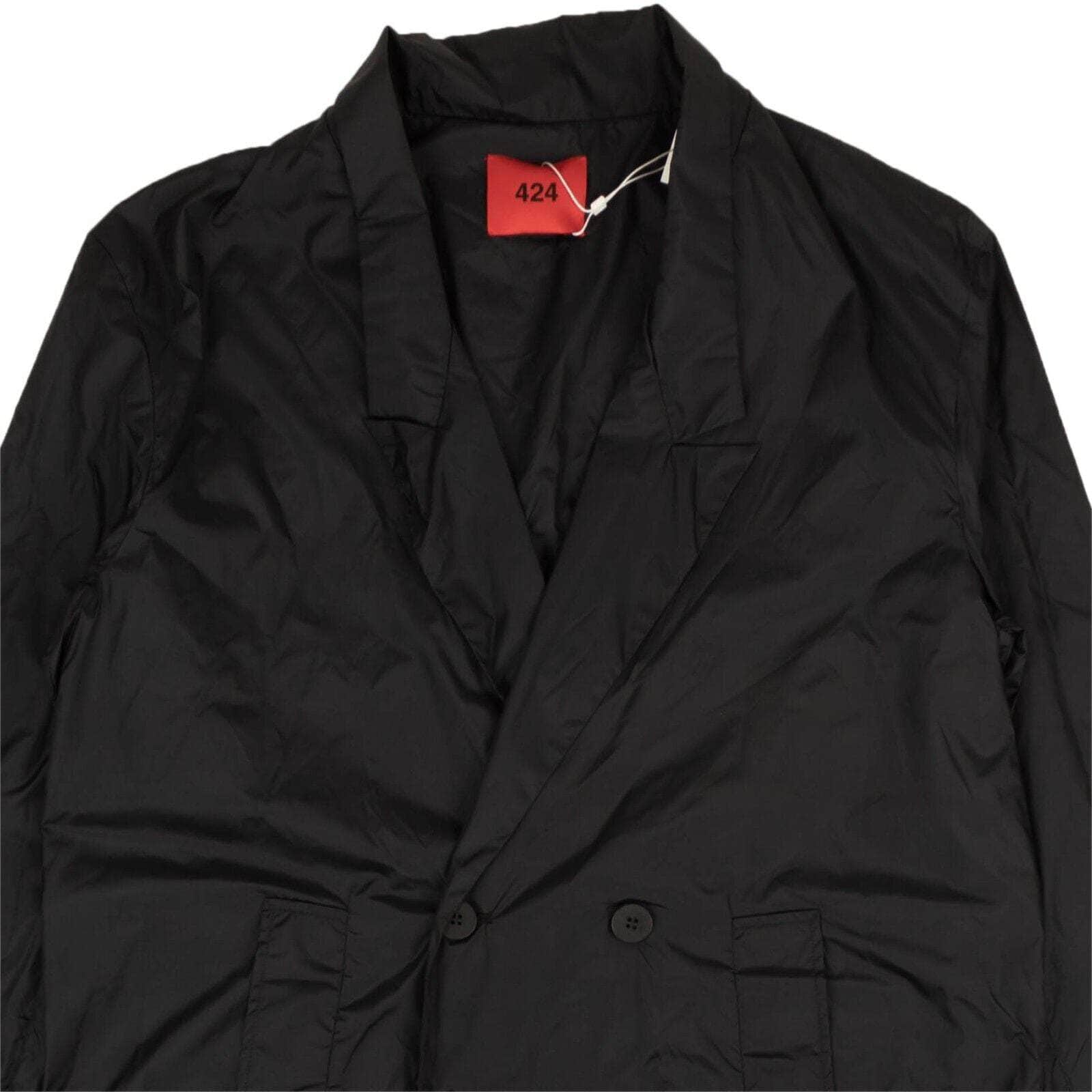 424 ON FAIRFAX 250-500, 424-on-fairfax, channelenable-all, chicmi, couponcollection, gender-mens, main-clothing, mens-shoes, mens-work-jackets, size-l, size-m, size-xl Black Nylon Double-Breasted Jacket