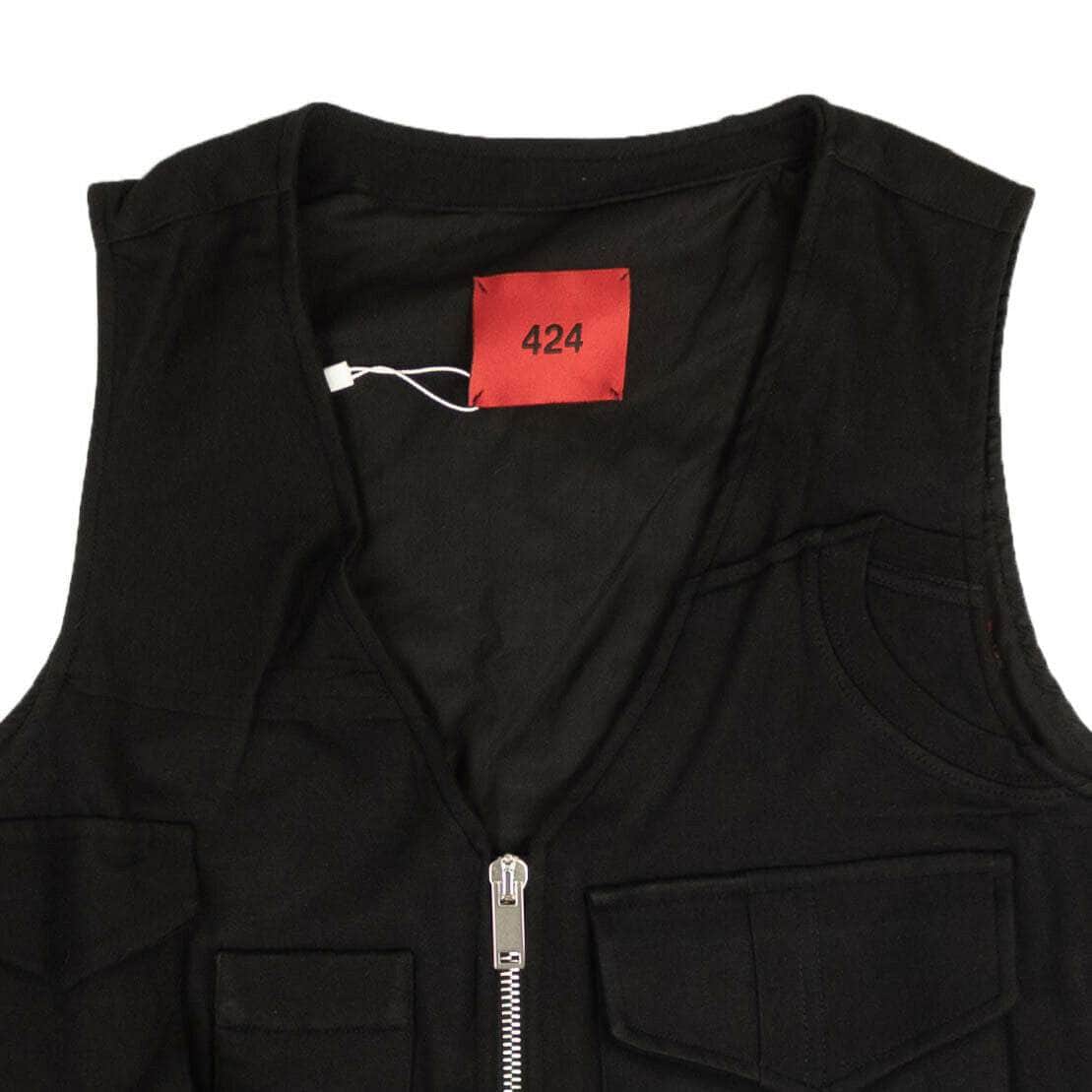 424 ON FAIRFAX 424-on-fairfax, 500-750, channelenable-all, chicmi, couponcollection, gender-mens, main-clothing, mens-outerwear-vests, mens-shoes, size-l, size-m Black Logo Patch Outerwear Vest