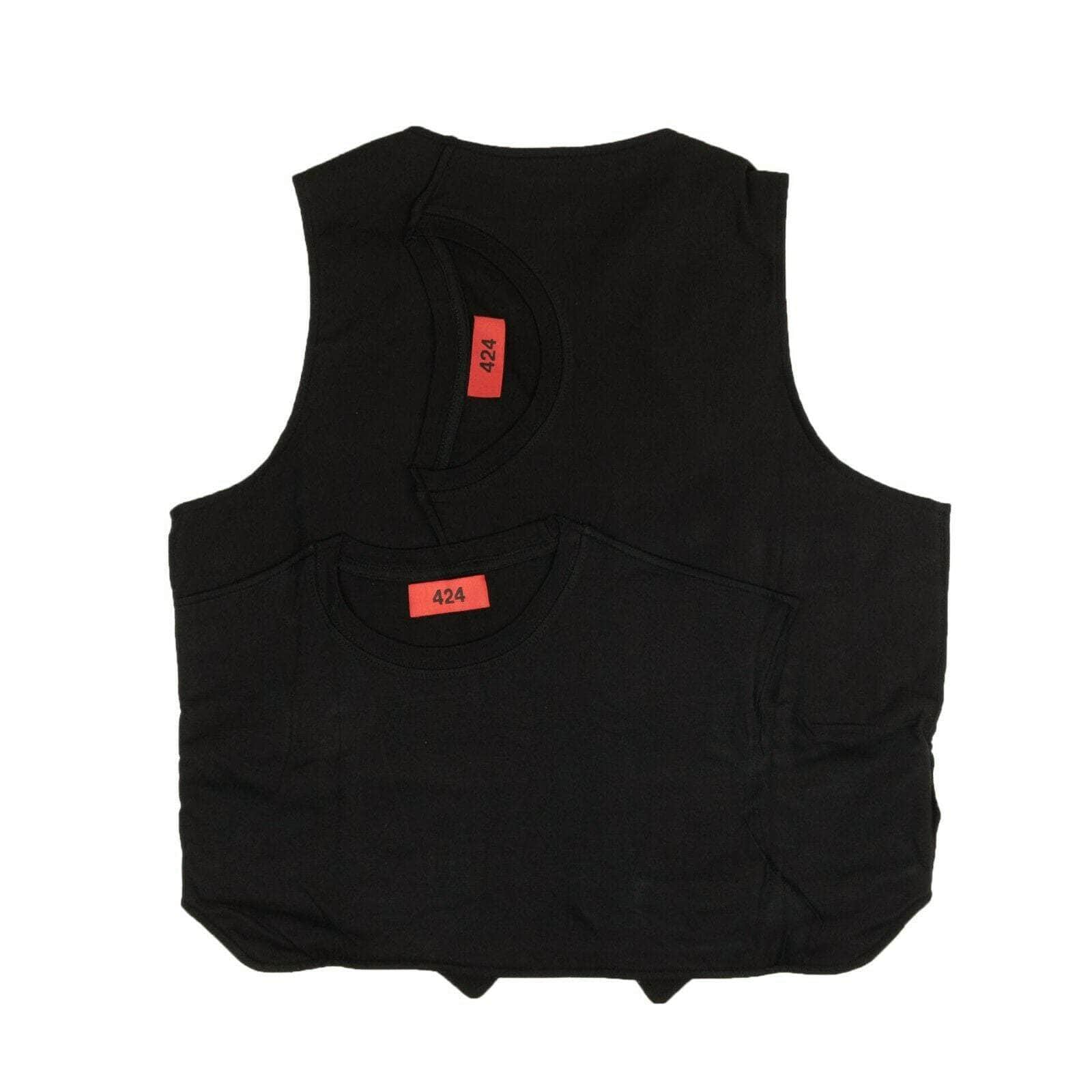 424 ON FAIRFAX 424-on-fairfax, 500-750, channelenable-all, chicmi, couponcollection, gender-mens, main-clothing, mens-outerwear-vests, mens-shoes, size-l, size-m Black Logo Patch Outerwear Vest