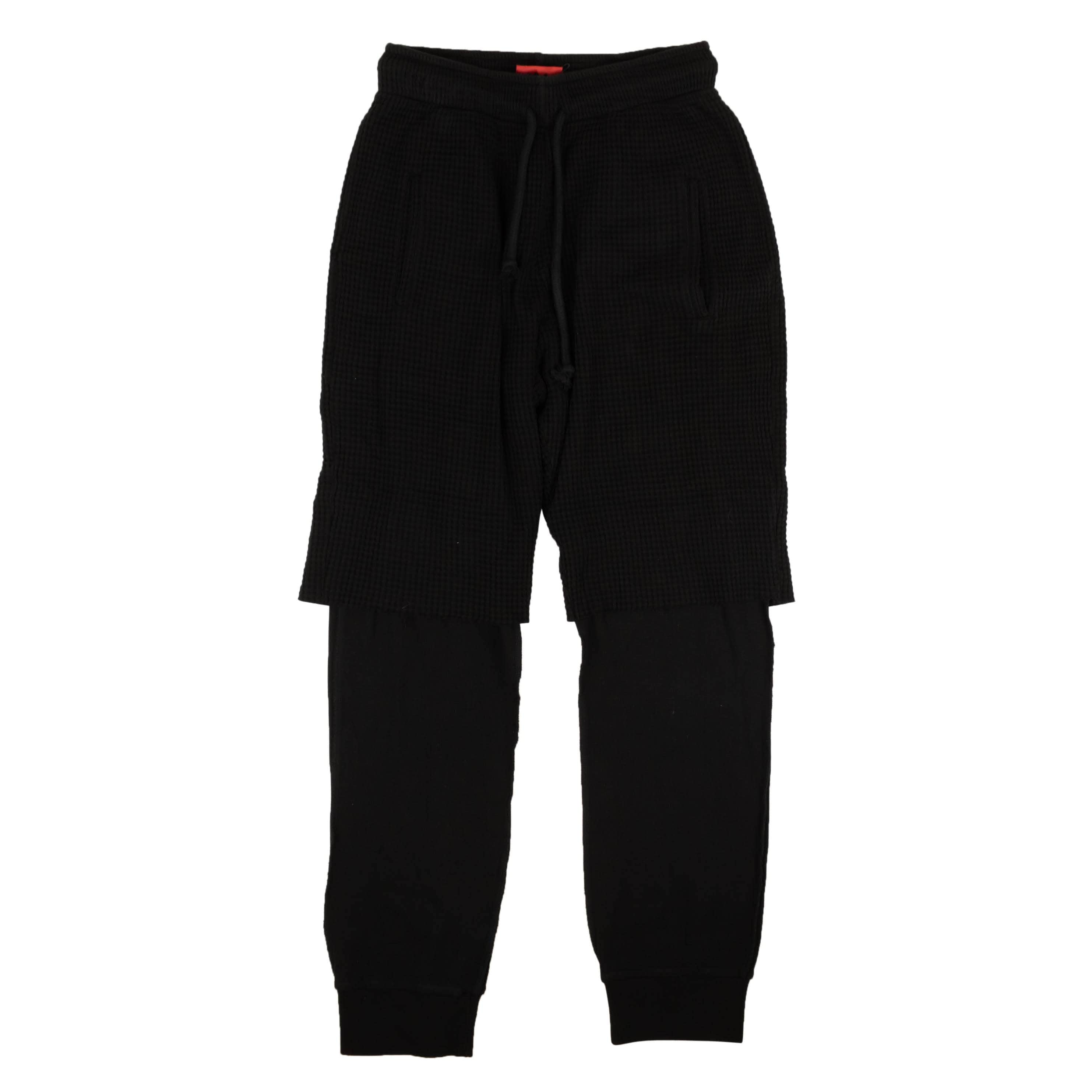 424 ON FAIRFAX 424-on-fairfax, channelenable-all, chicmi, couponcollection, gender-mens, main-clothing, mens-joggers-sweatpants, mens-shoes, size-s, under-250 S / 95-424-1141/S Black Waffle Knit Double Layer Sweatpants 95-424-1141/S 95-424-1141/S
