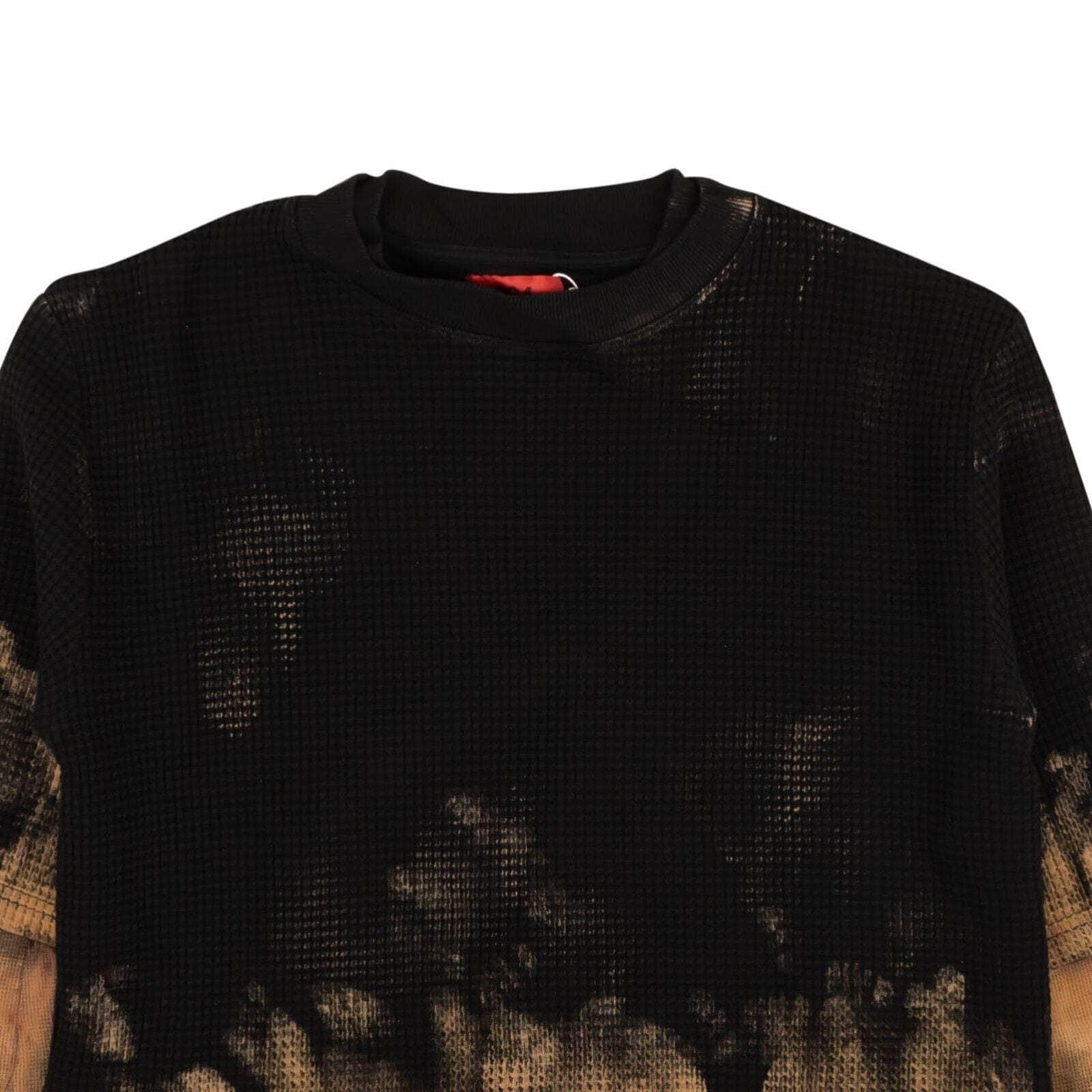 424 ON FAIRFAX 424-on-fairfax, channelenable-all, chicmi, couponcollection, gender-mens, main-clothing, mens-shoes, size-l, size-xl, size-xxxl, under-250 Black Waffle Knit Double Layer T-Shirt
