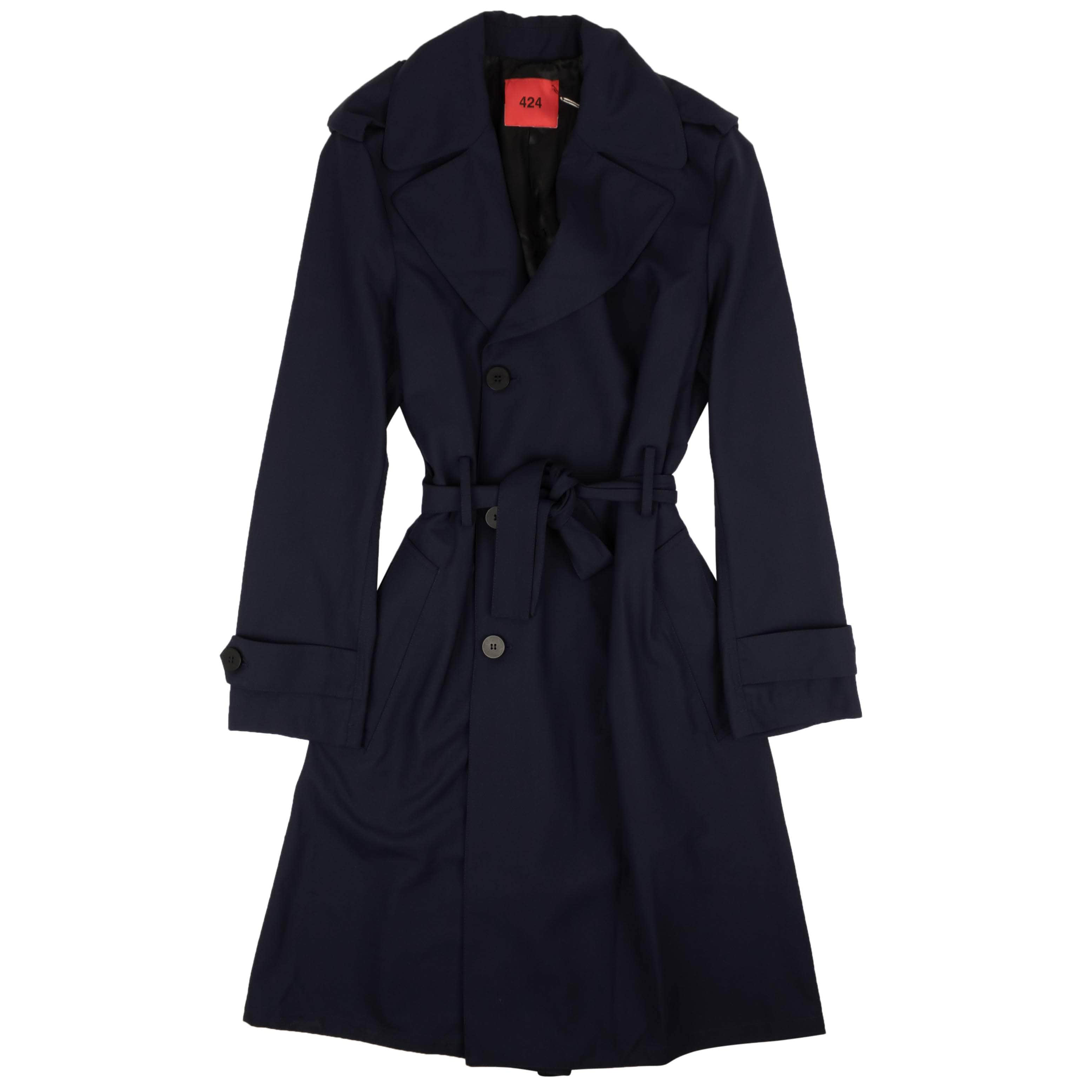 424 ON FAIRFAX 87AB-424-1003/46 NWT 424 ON FAIRFAX Navy Blue Long Wool Blend Jacket Size 46 $1340 87AB-424-1003/46