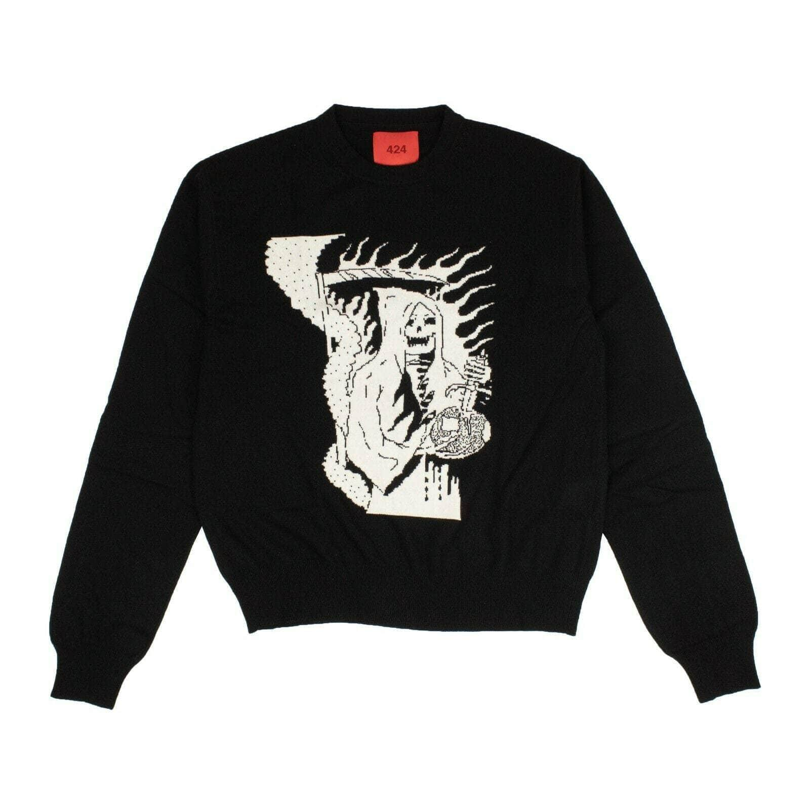 424 ON FAIRFAX 87AB-424-1044/L NWT 424 ON FAIRFAX Black Grim Reaper Sweater Size L $940 87AB-424-1044/L