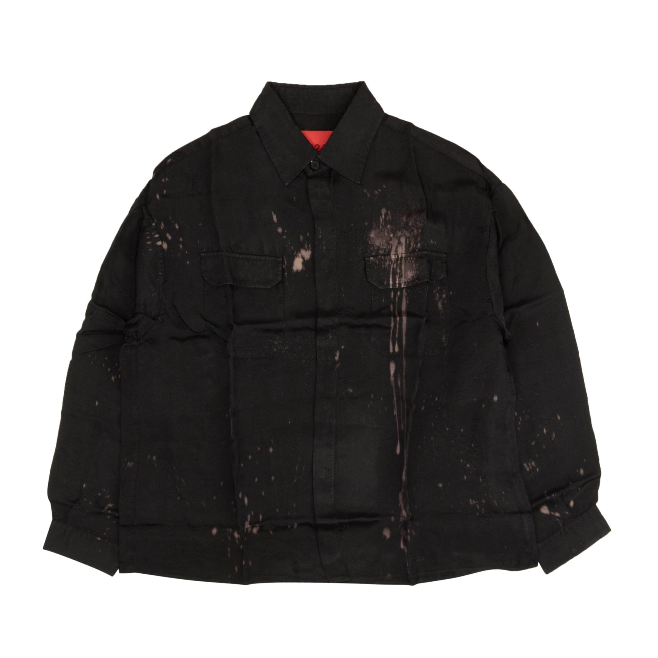 424 ON FAIRFAX 95-424-1022/S NWT 424 ON FAIRFAX Black Bleached Long Sleeve Button Down Shirt Size S $605 95-424-1022/S