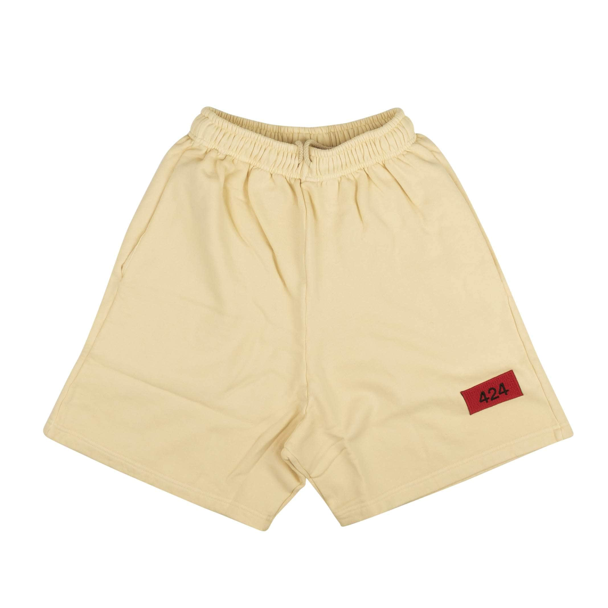 424 ON FAIRFAX 95-424-1055/XS NWT 424 ON FAIRFAX Cream Logo Patch Sweat Shorts Size XS $285 95-424-1055/XS