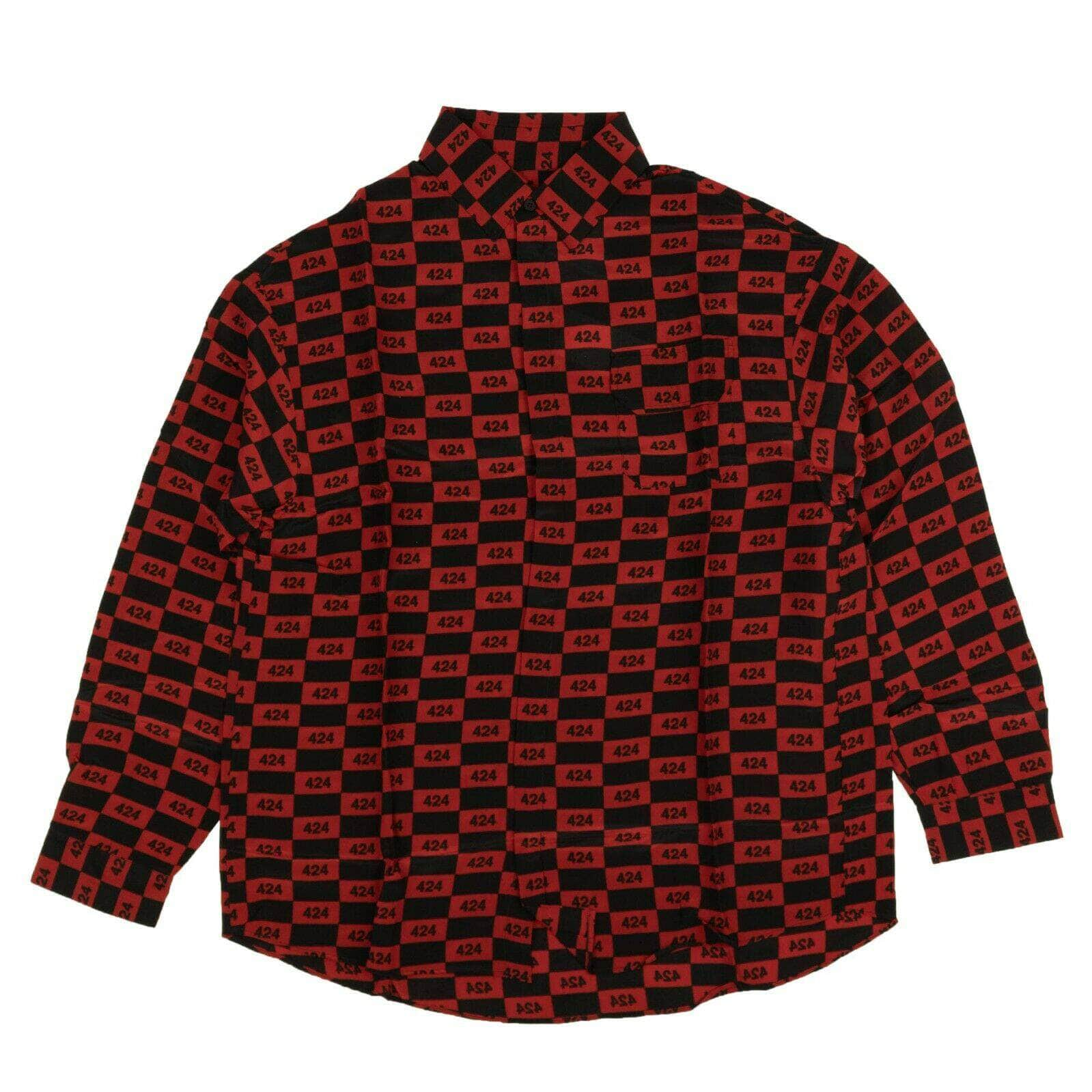 424 ON FAIRFAX 95-424-1128/M NWT 424 ON FAIRFAX Red & Black Logo Button Down Shirt Size M $605 95-424-1128/M