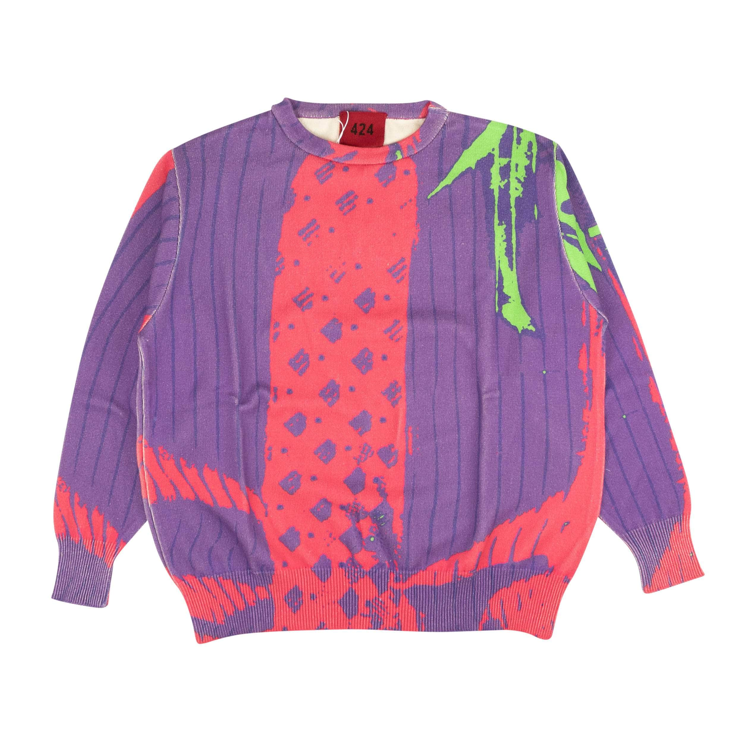 424 ON FAIRFAX 95-424-1132/L NWT 424 ON FAIRFAX Purple & Pink Business Print Crewneck Size L $925 95-424-1132/L