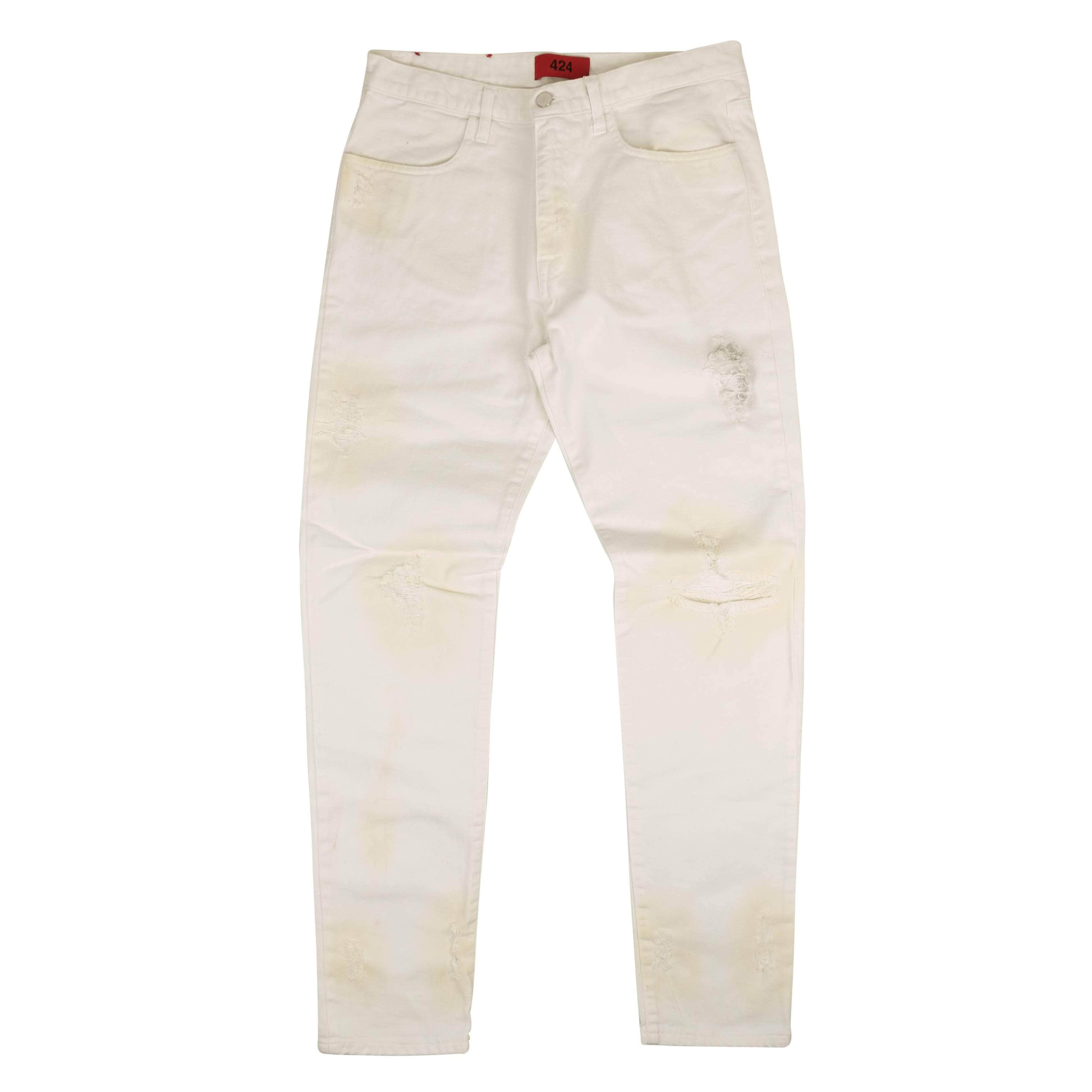 424 ON FAIRFAX 95-424-1139/28 NWT 424 ON FAIRFAX White Distressed Slim Fit Jeans Size 28 $490 95-424-1139/28