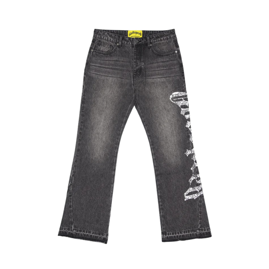 Godspeed Og Logo Flared Denim Printed - Men's