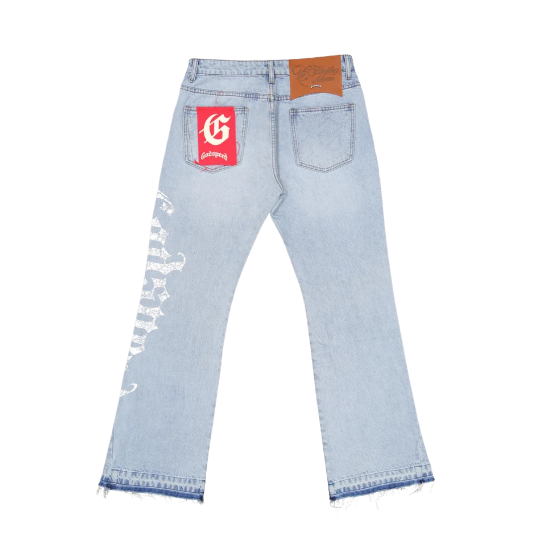 Godspeed Og Logo Flared Denim Printed - Men's