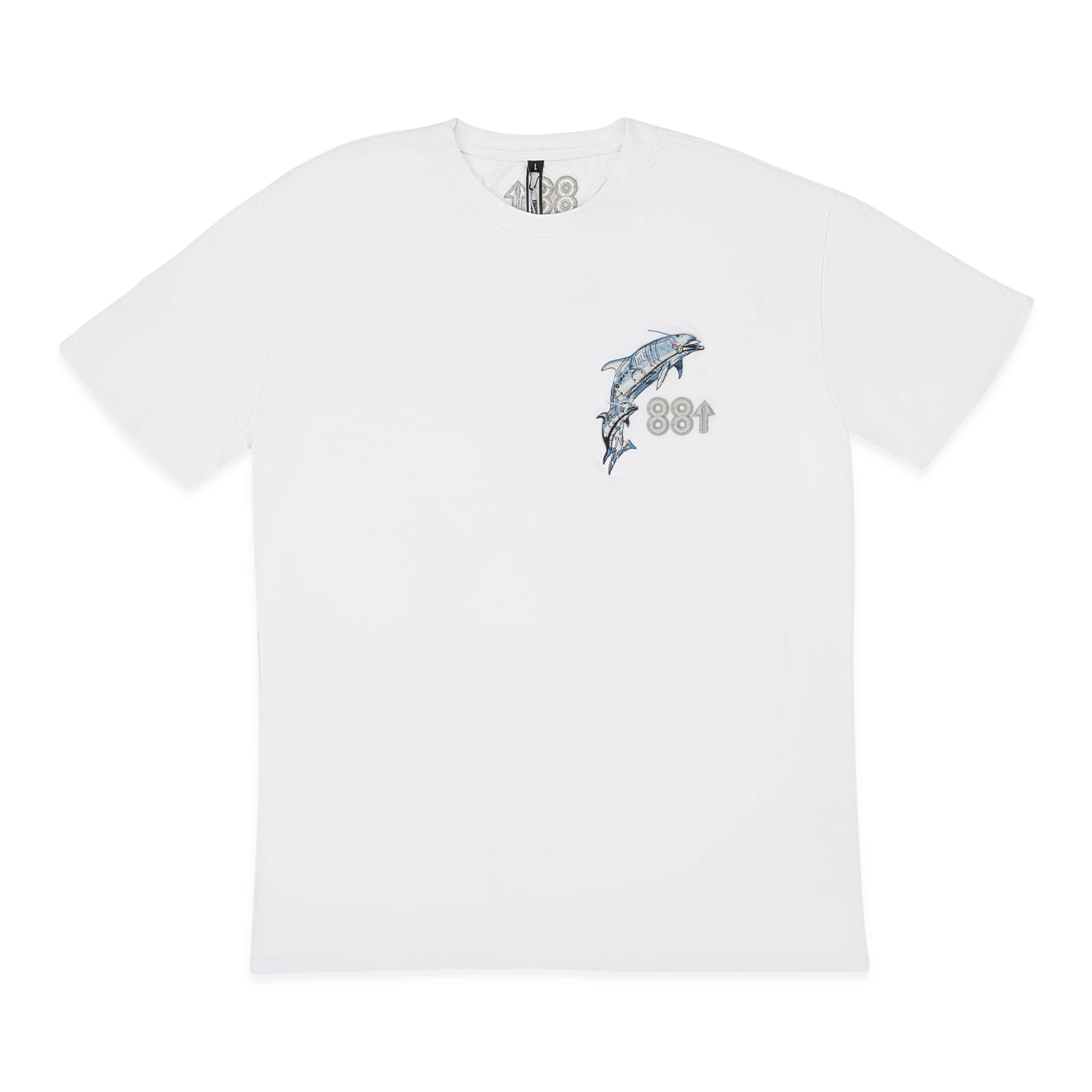 88 RISING x SORYAMA 95-RIS-1003/M NWT 88 RISING X SORYAMA WHITE 88SORAYAMA DOLPHIN AR LOGO TEE SIZE M $180 95-RIS-1003/M