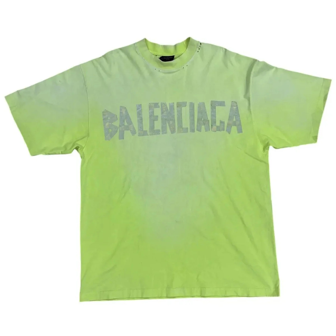 Balenciaga Tape 'Fluo Yellow' Logo Tee