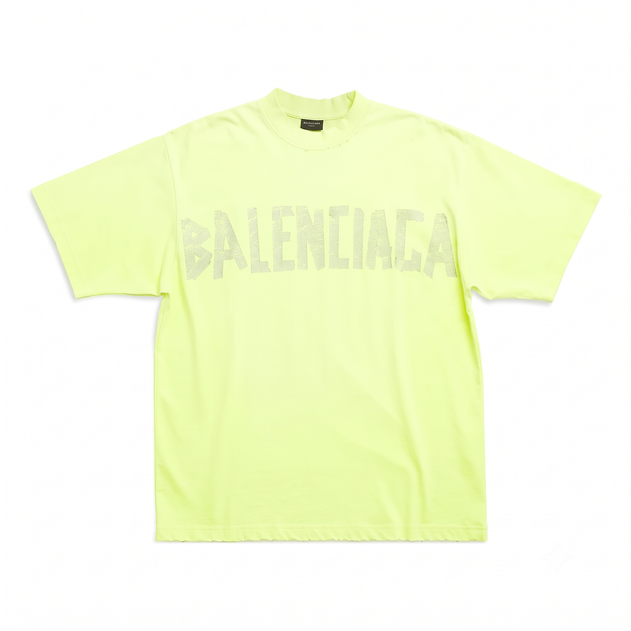 Balenciaga Tape 'Fluo Yellow' Logo Tee