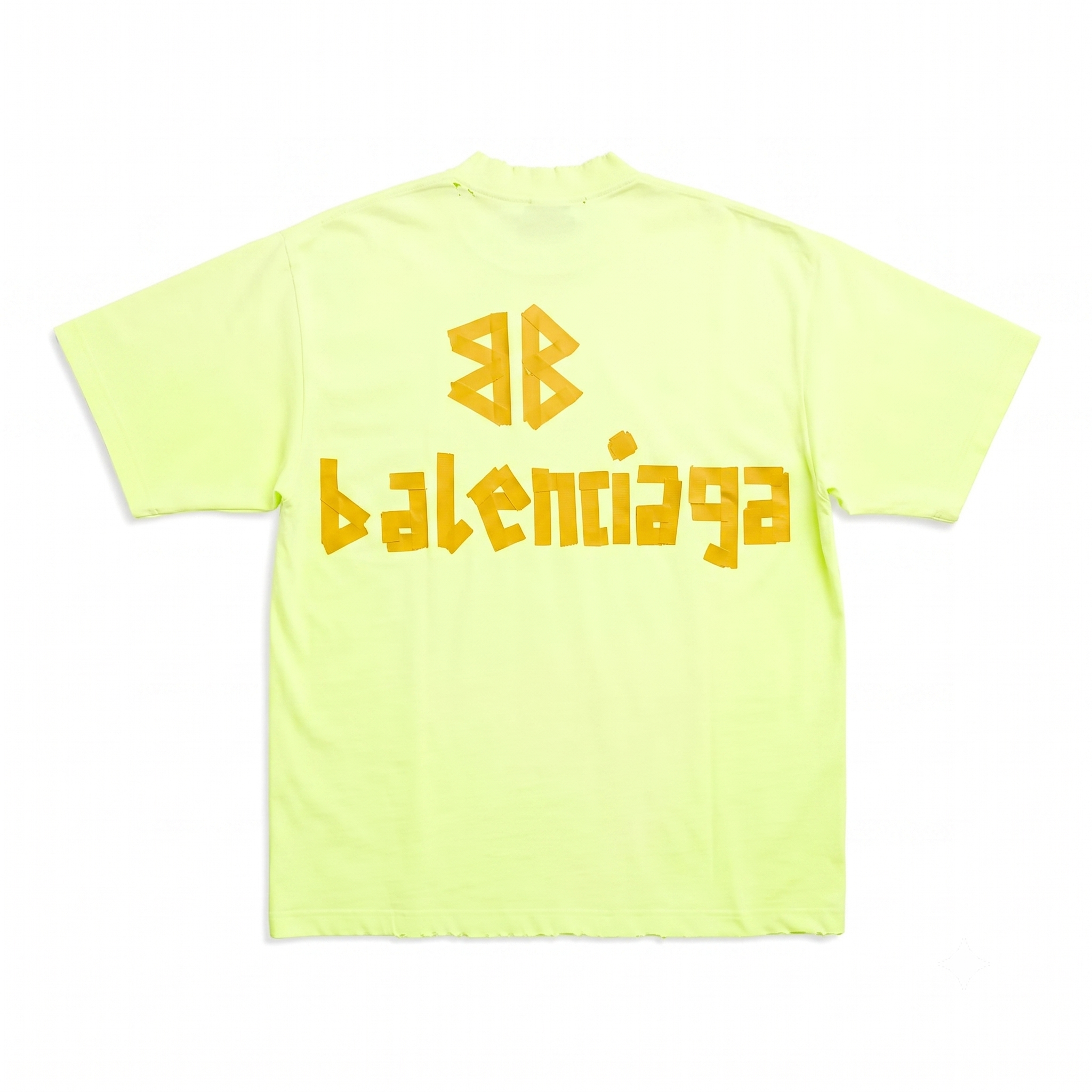 Balenciaga Tape 'Fluo Yellow' Logo Tee