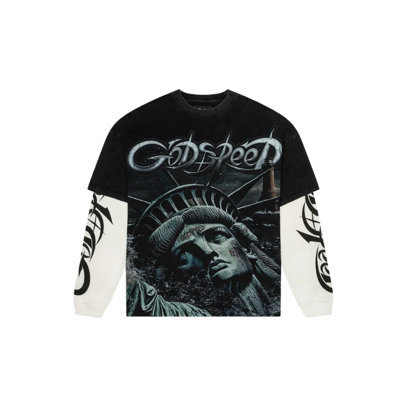 Godspeed 'Sunken Liberty 2 Layered' Black LS Tee - Men's