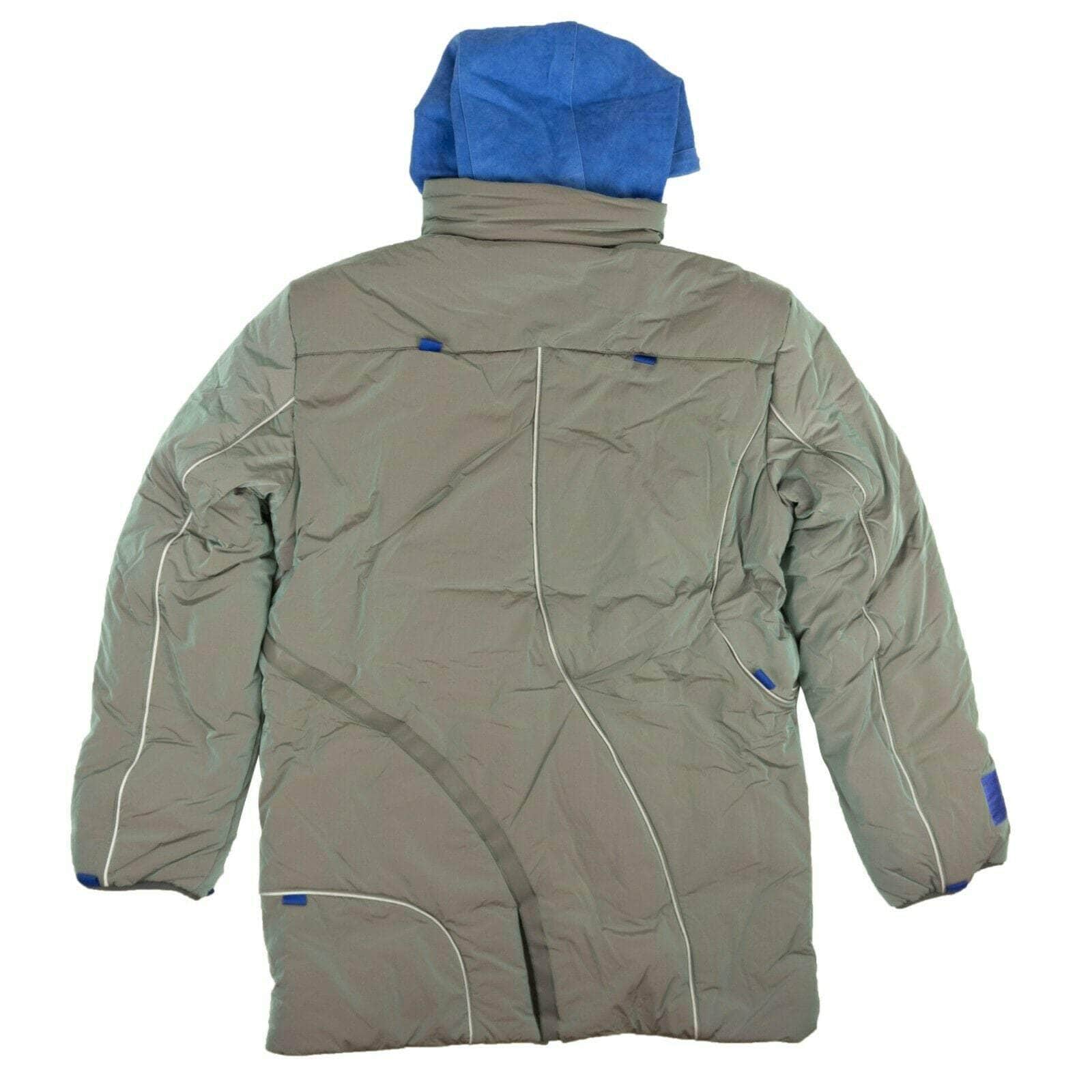 A-COLD-WALL* 500-750, a-cold-wall, chicmi, couponcollection, gender-mens, main-clothing, size-l, size-m, size-xl, size-xxl A-COLD-WALL* Gray Iridescent Logo Hooded Puffer Coat