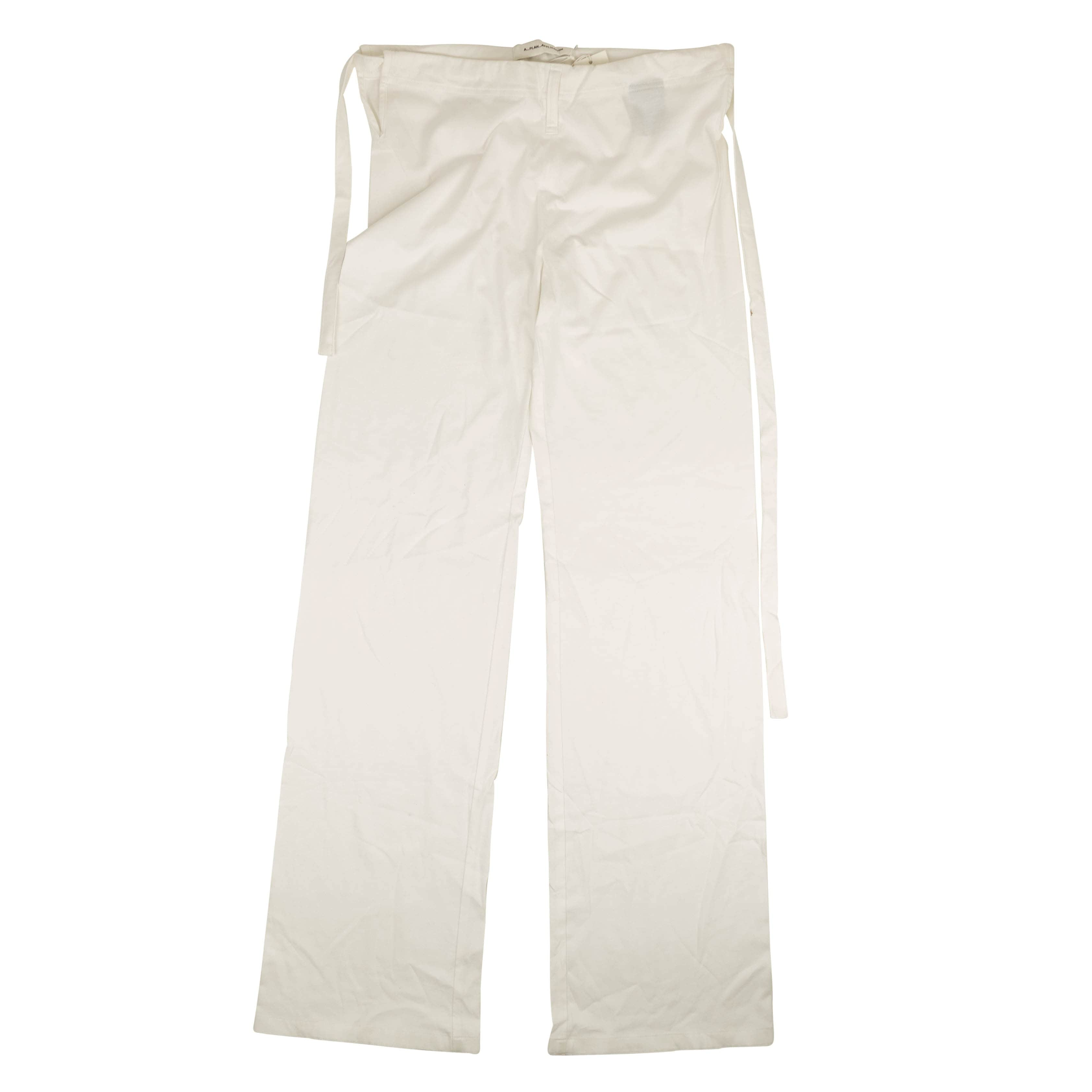 A_Plan_Application 74NGG-AP-1013/S NWT A_PLAN_APPLICATION White Cotton Jersey Belted Pants Size S $455 74NGG-AP-1013/S