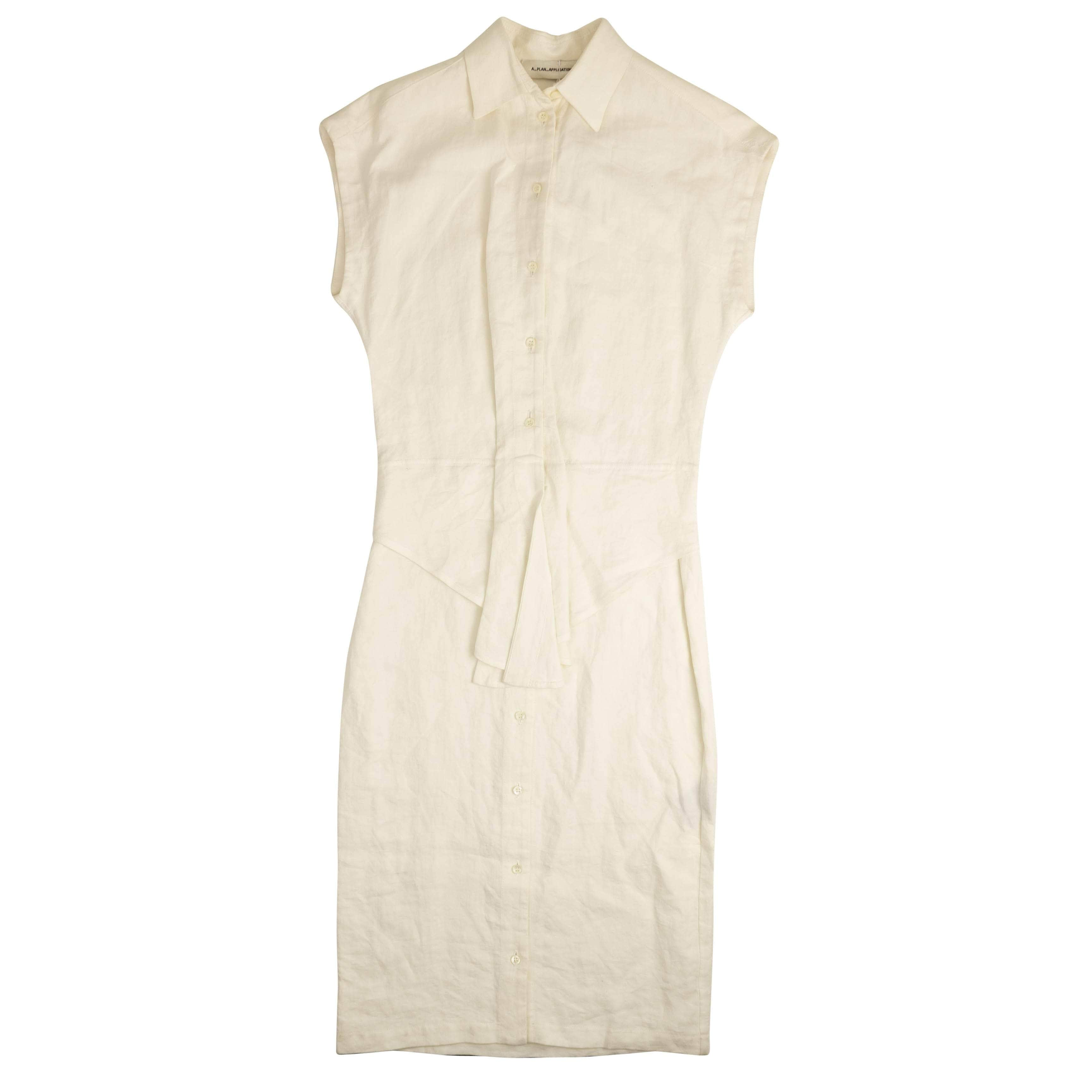 A_Plan_Application 74NGG-AP-12/M NWT A_PLAN_APPLICATION White Button Down Sleeveless Shirt Dress Size M $980 74NGG-AP-12/M