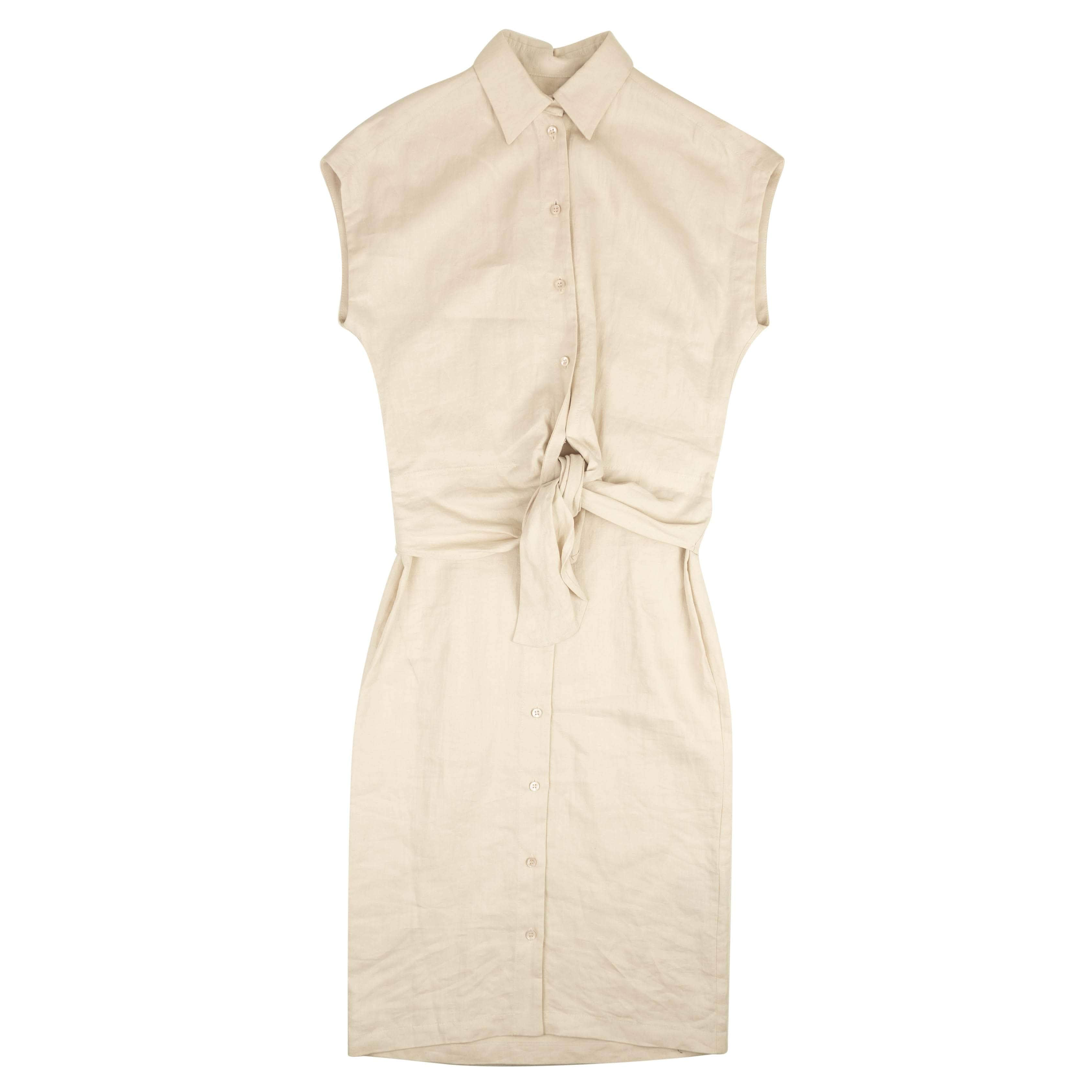 A_Plan_Application 74NGG-AP-13/S NWT A_PLAN_APPLICATION Beige Button Down Sleeveless Shirt Dress Size S $980 74NGG-AP-13/S