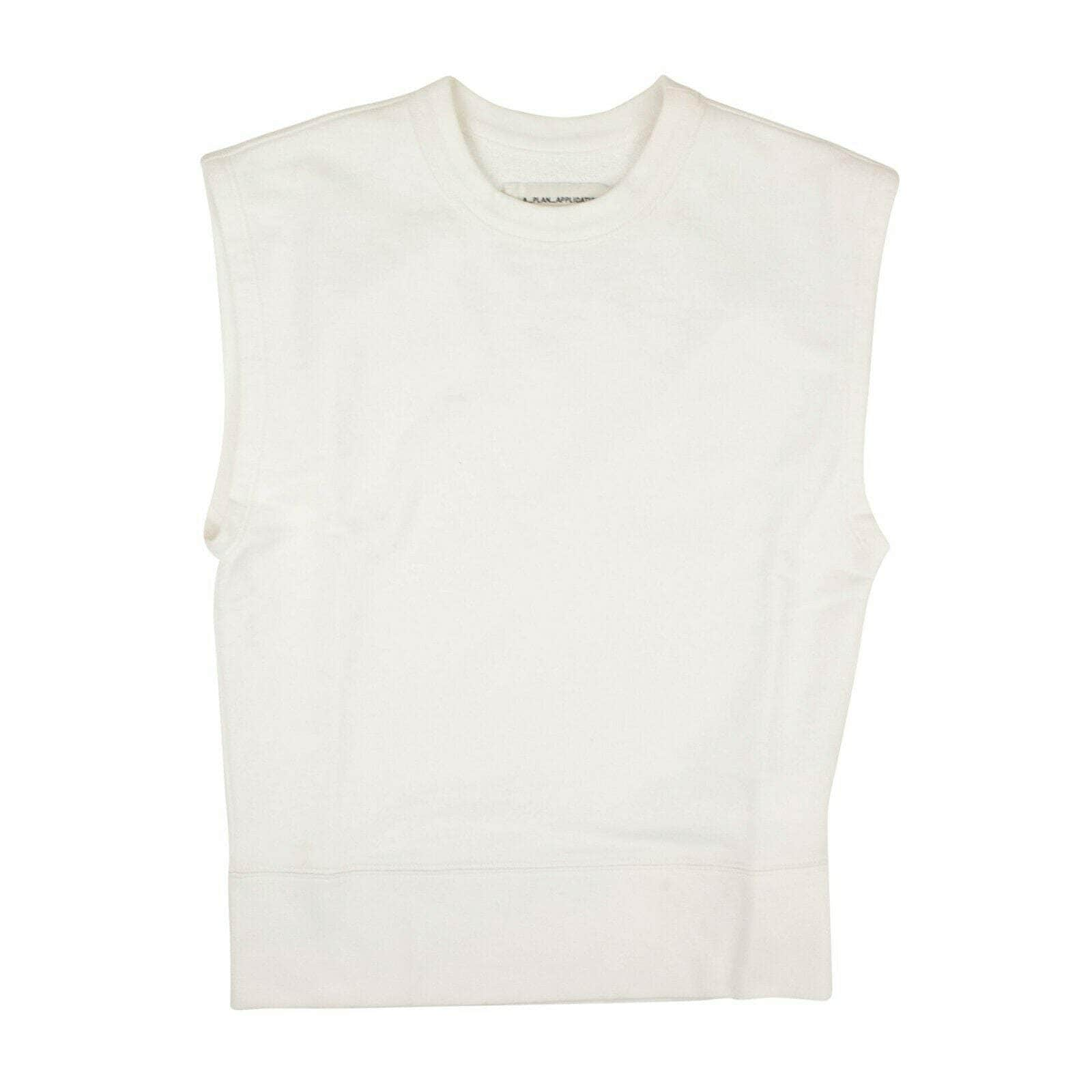 A_Plan_Application 82NGG-AP-1003/S NEW A_Plan_Application White Cotton Cut-Off Sleeves Sweatshirt Size S $420 82NGG-AP-1003/S