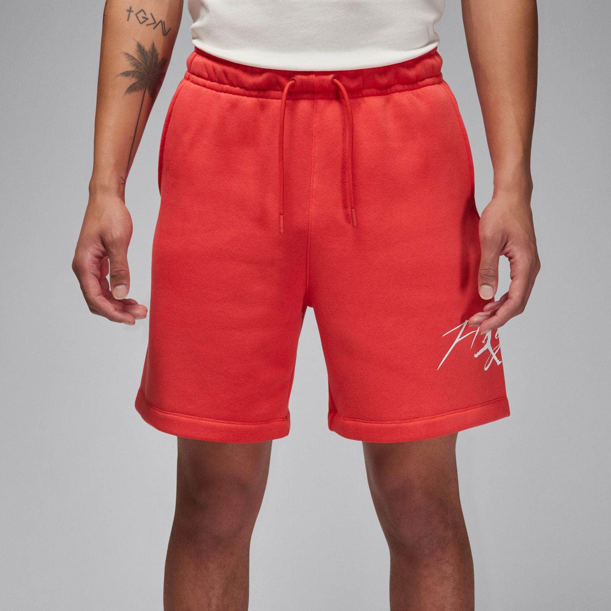Jordan Shorts Mens Red Fleece Shorts Jordan Mens Essentials Fleece