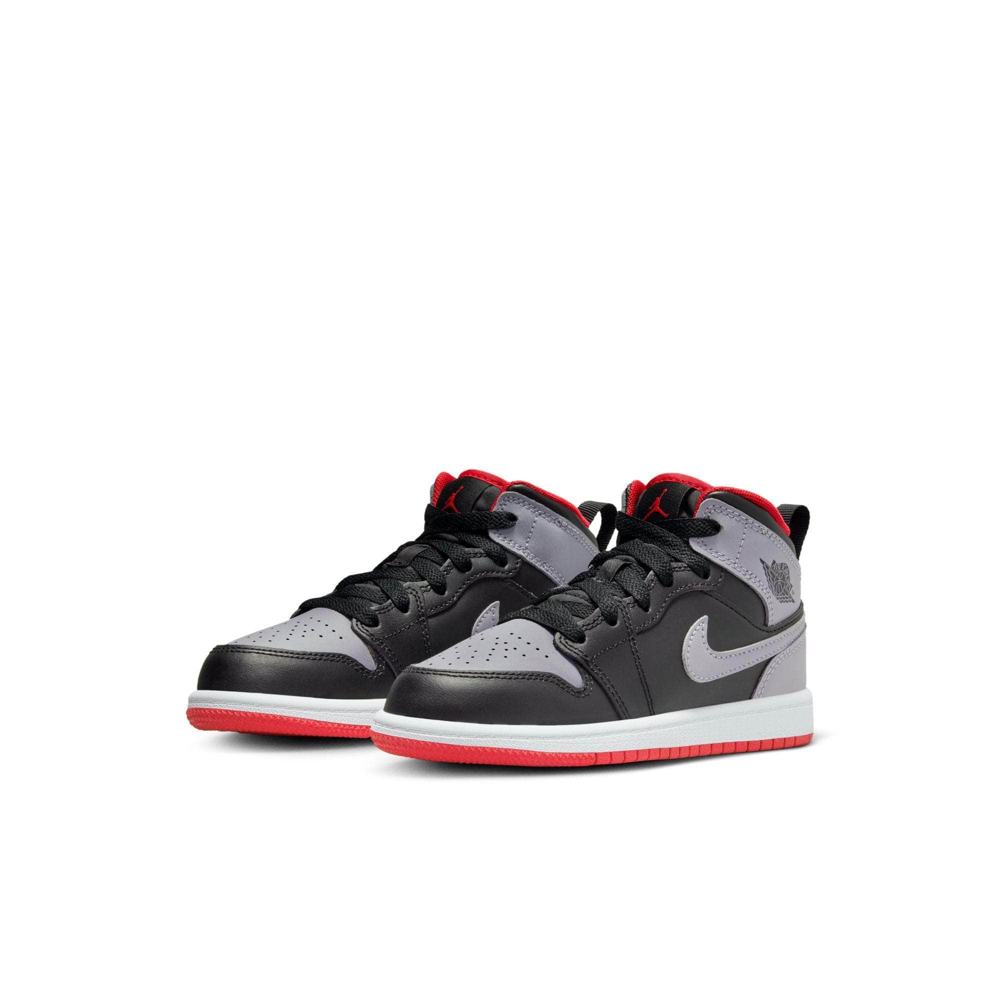 Air Jordan FOOTWEAR Air Jordan 1 Mid Black "Cement Fire Red" - Kid's PS