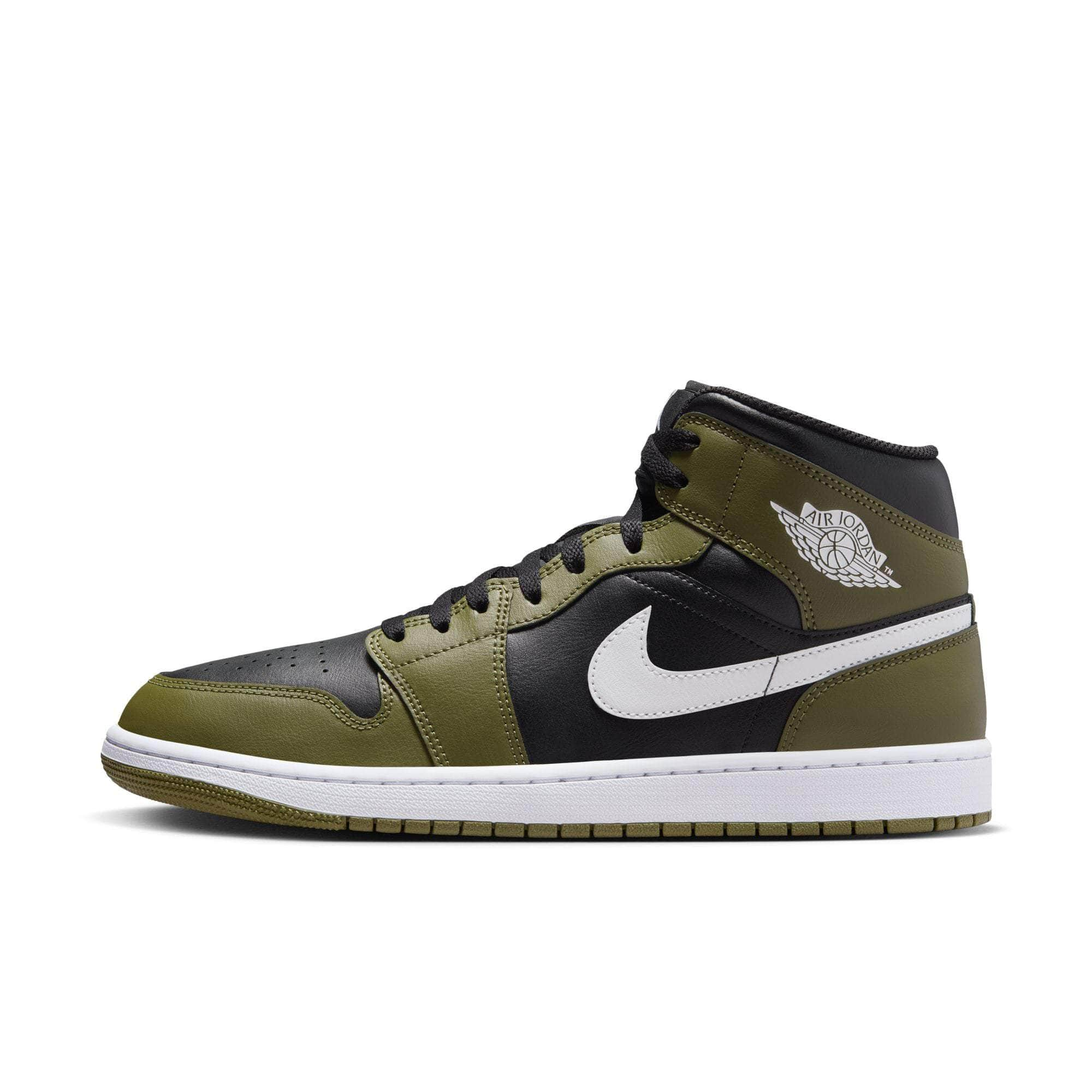 Air Jordan FOOTWEAR Air Jordan 1 Mid "Black White Olive" - Men's