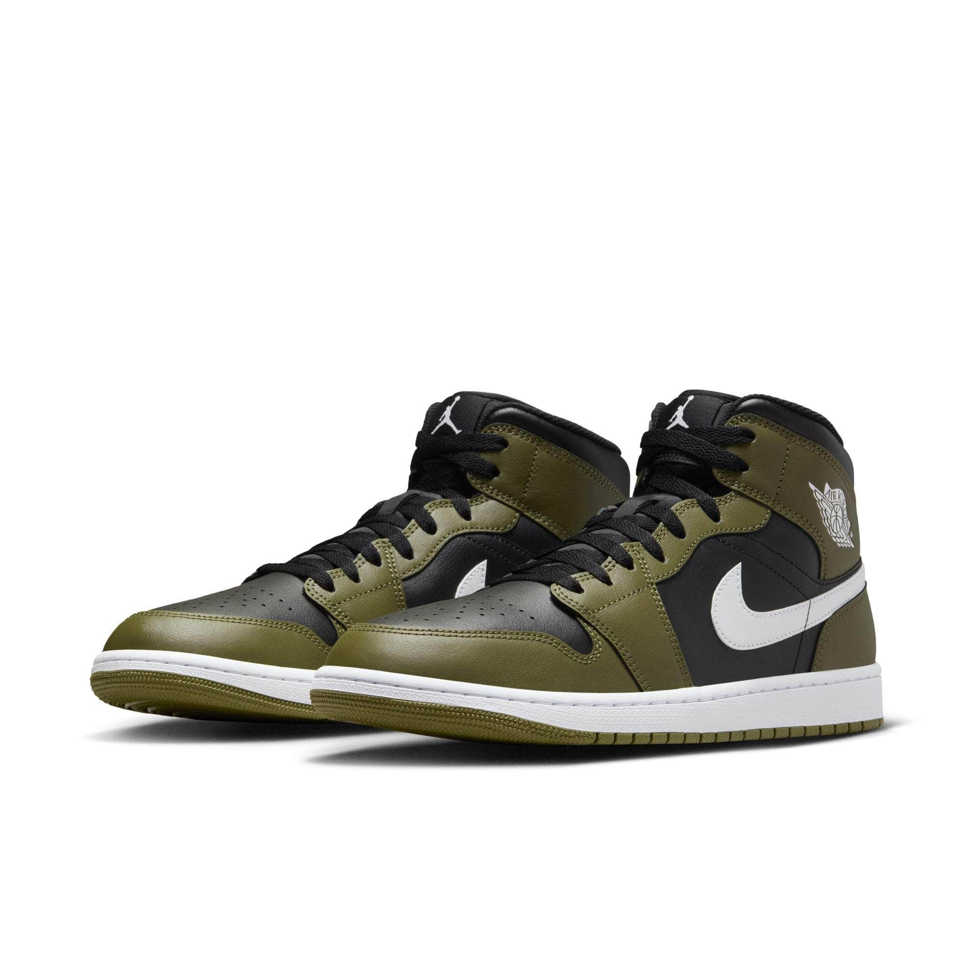 Air Jordan FOOTWEAR Air Jordan 1 Mid "Black White Olive" - Men's