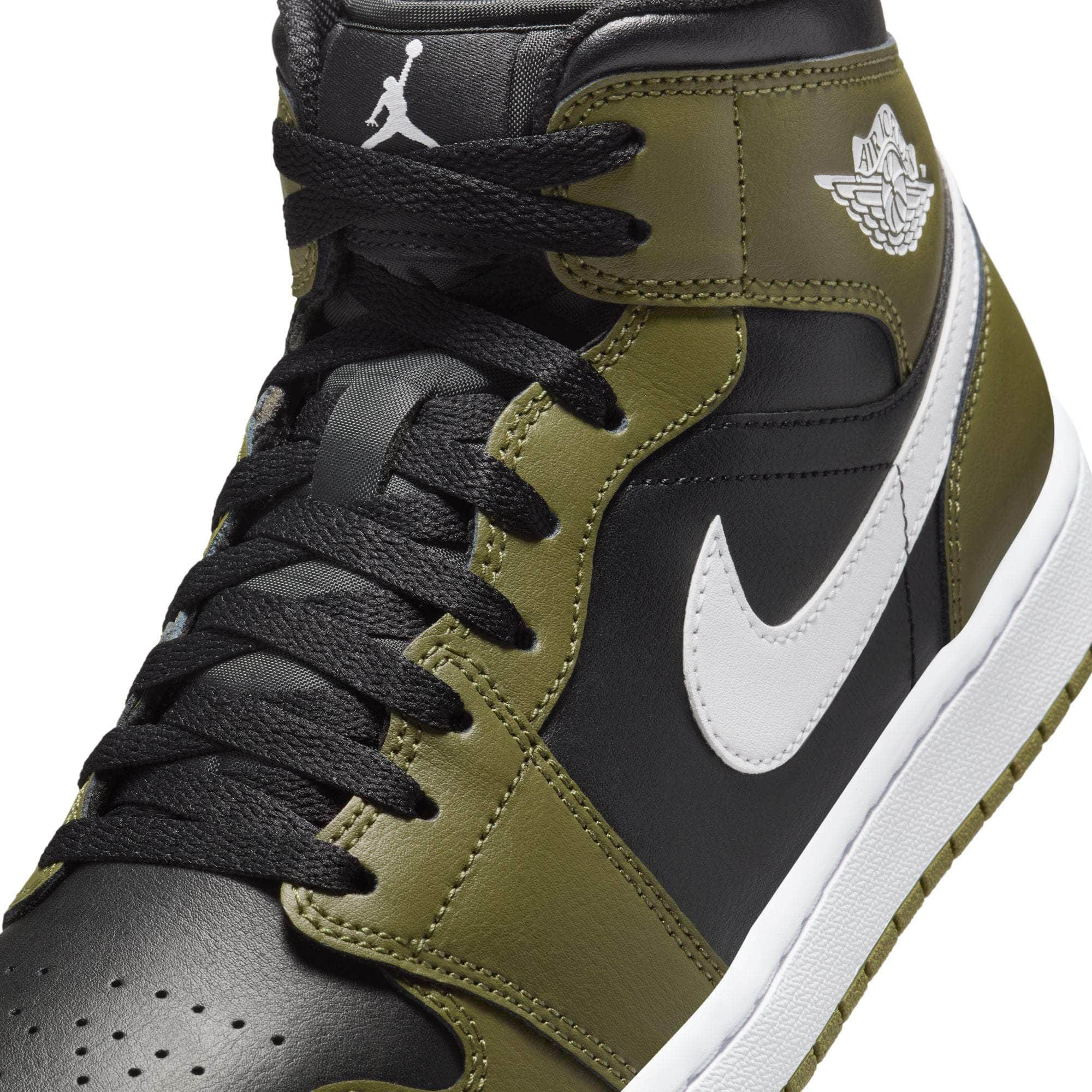 Air Jordan FOOTWEAR Air Jordan 1 Mid "Black White Olive" - Men's