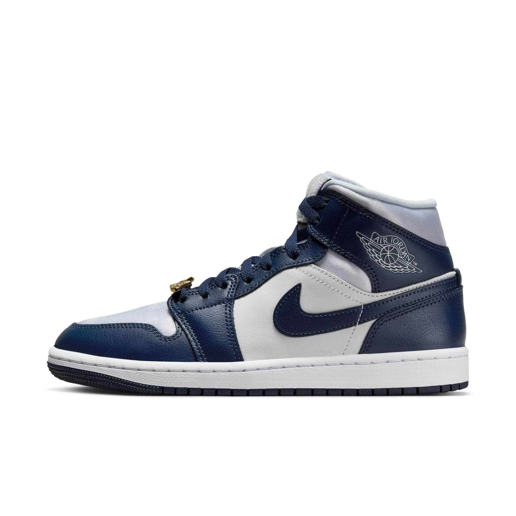 Air Jordan FOOTWEAR Air Jordan 1 Mid SE "Football Grey White Midnight Navy" - Women's