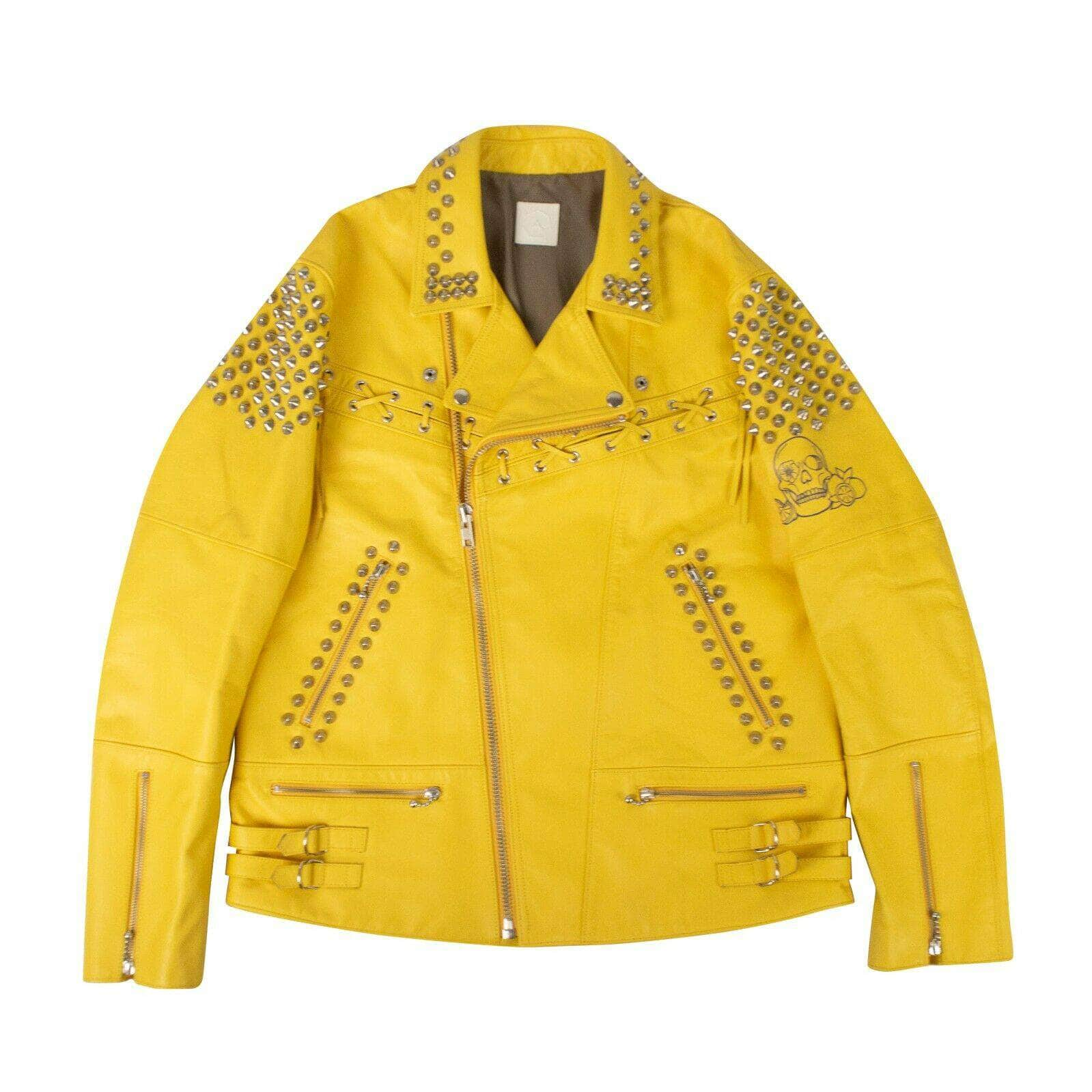 Alchemist 75LE-1354/L NWT ALCHEMIST Yellow Gang Gang Lemon City Mimosa Biker Jacket Size L $4335 75LE-1354/L