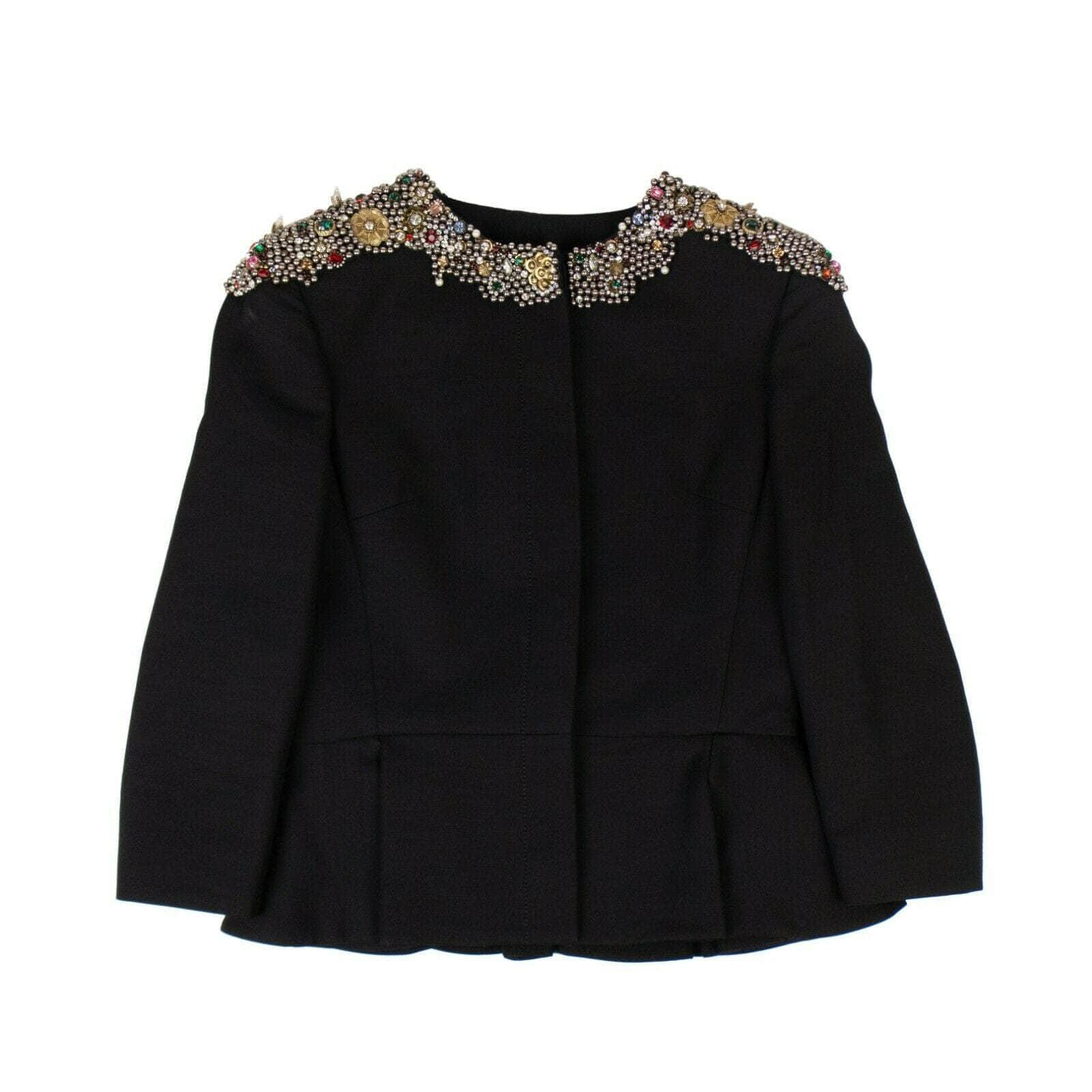 Alexander McQueen 75LE-83/44 NWT ALEXANDER MCQUEEN Black Embellished Peplum Jacket Size 10/44 $6995 75LE-83/44