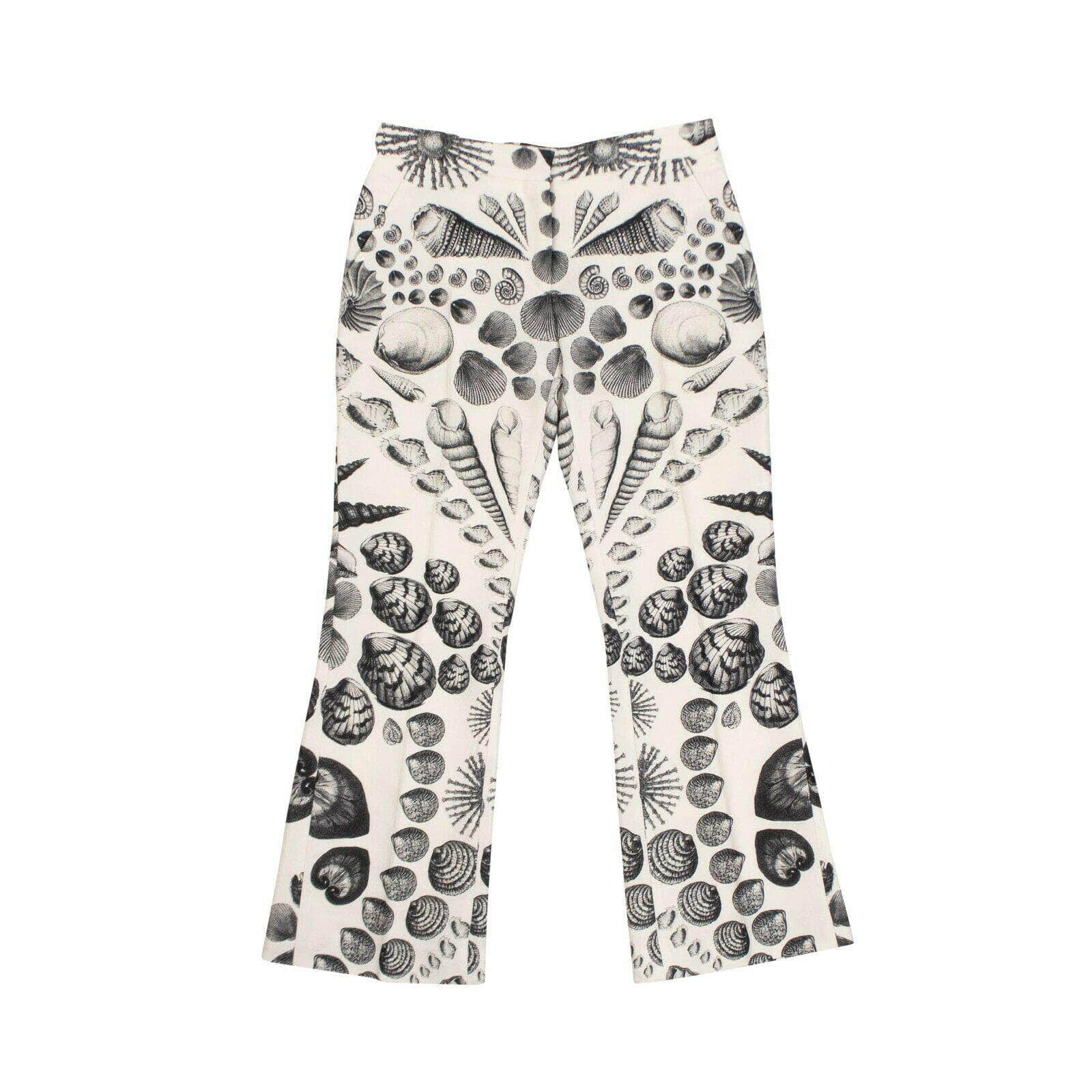 Alexander McQueen 75LE-94/38 NWT ALEXANDER MCQUEEN White Sea Shell Cropped Flared Pants Size 38/2-4 $1945 75LE-94/38