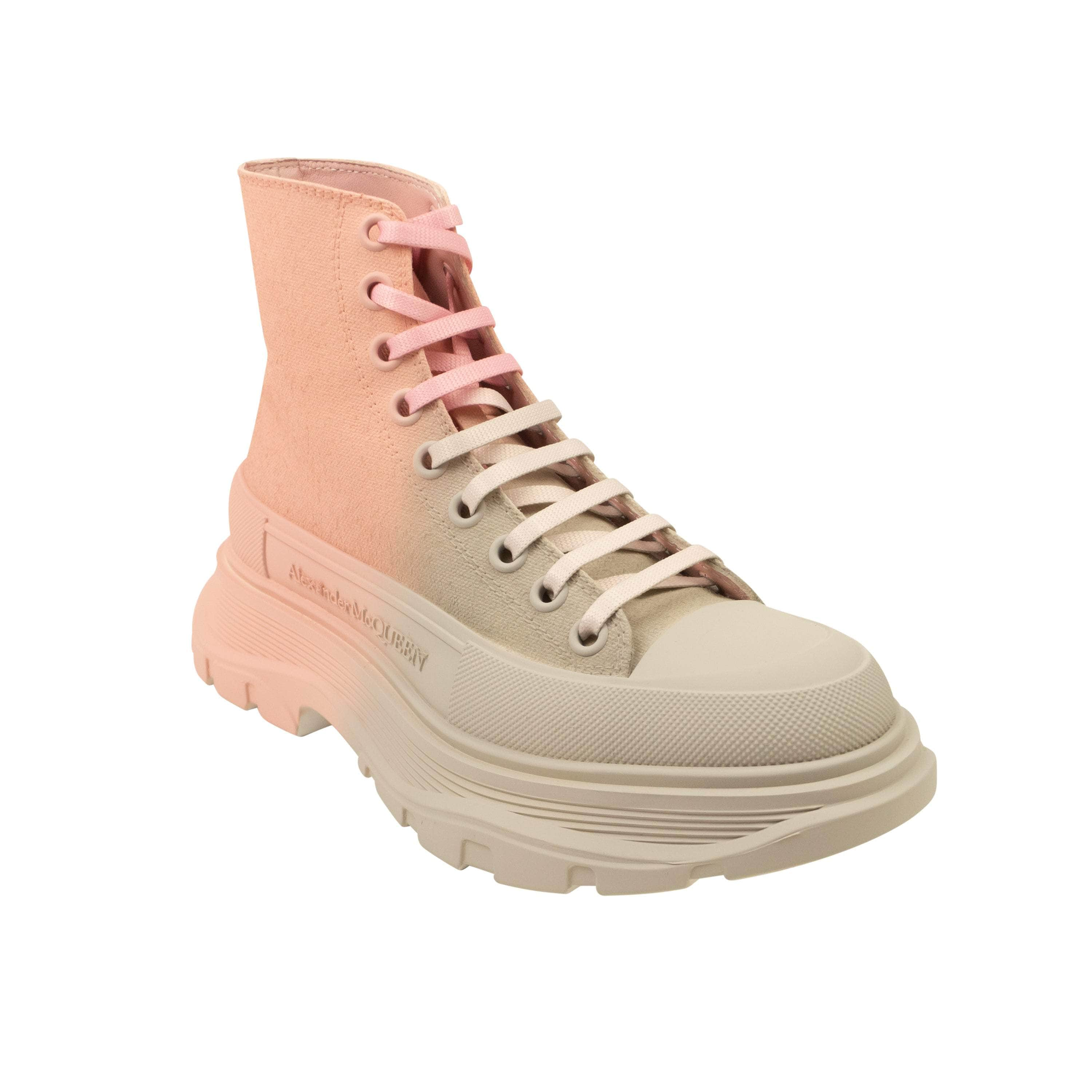 Alexander McQueen AMQ-XFTW-0006/37 NIB ALEXANDER MCQUEEN Pink & Grey Two Tone Tread Combat Boots Size 7/37 $790 AMQ-XFTW-0006/37